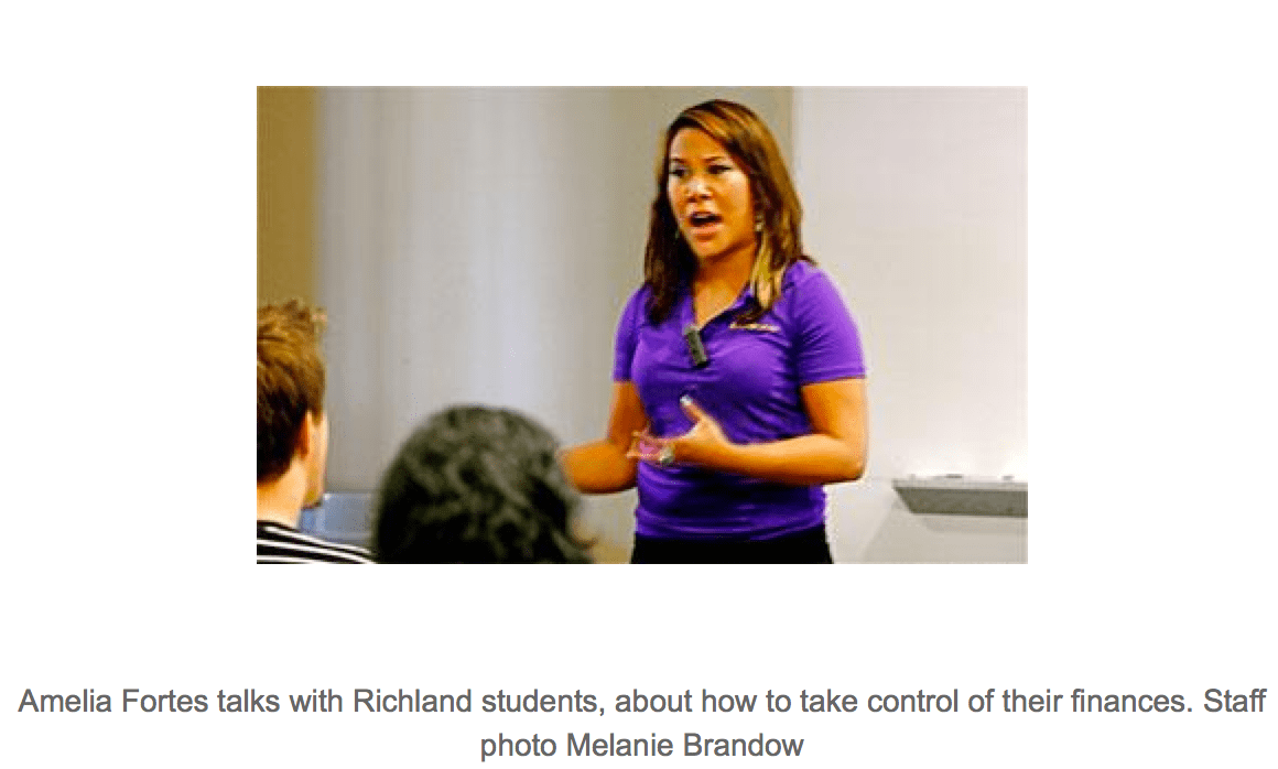 Richland Collage (TX) Financial Education Program Delivered by Amelia Fortes