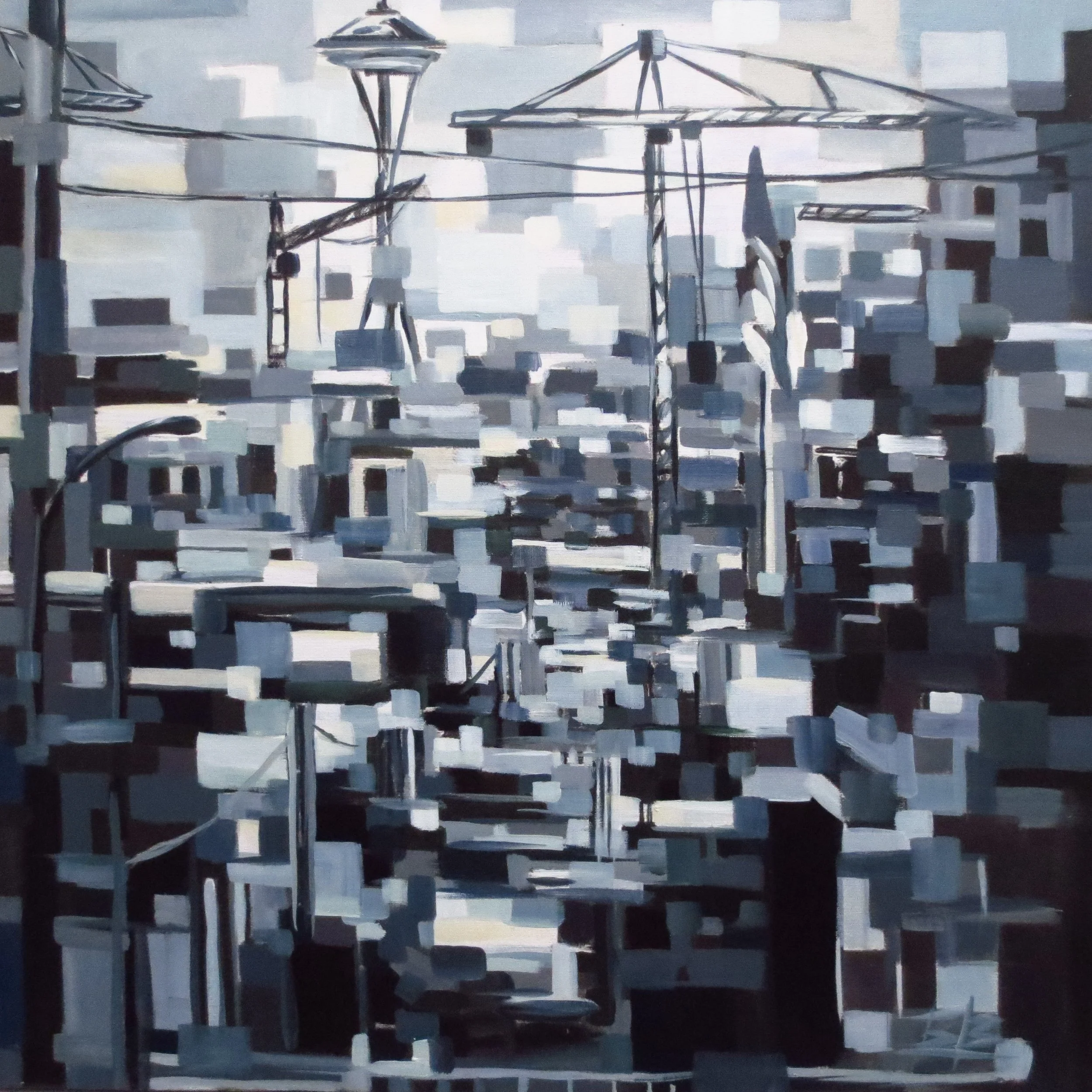 Needle in Black and White, 24x24, Acrylic, March 2018 SOLD