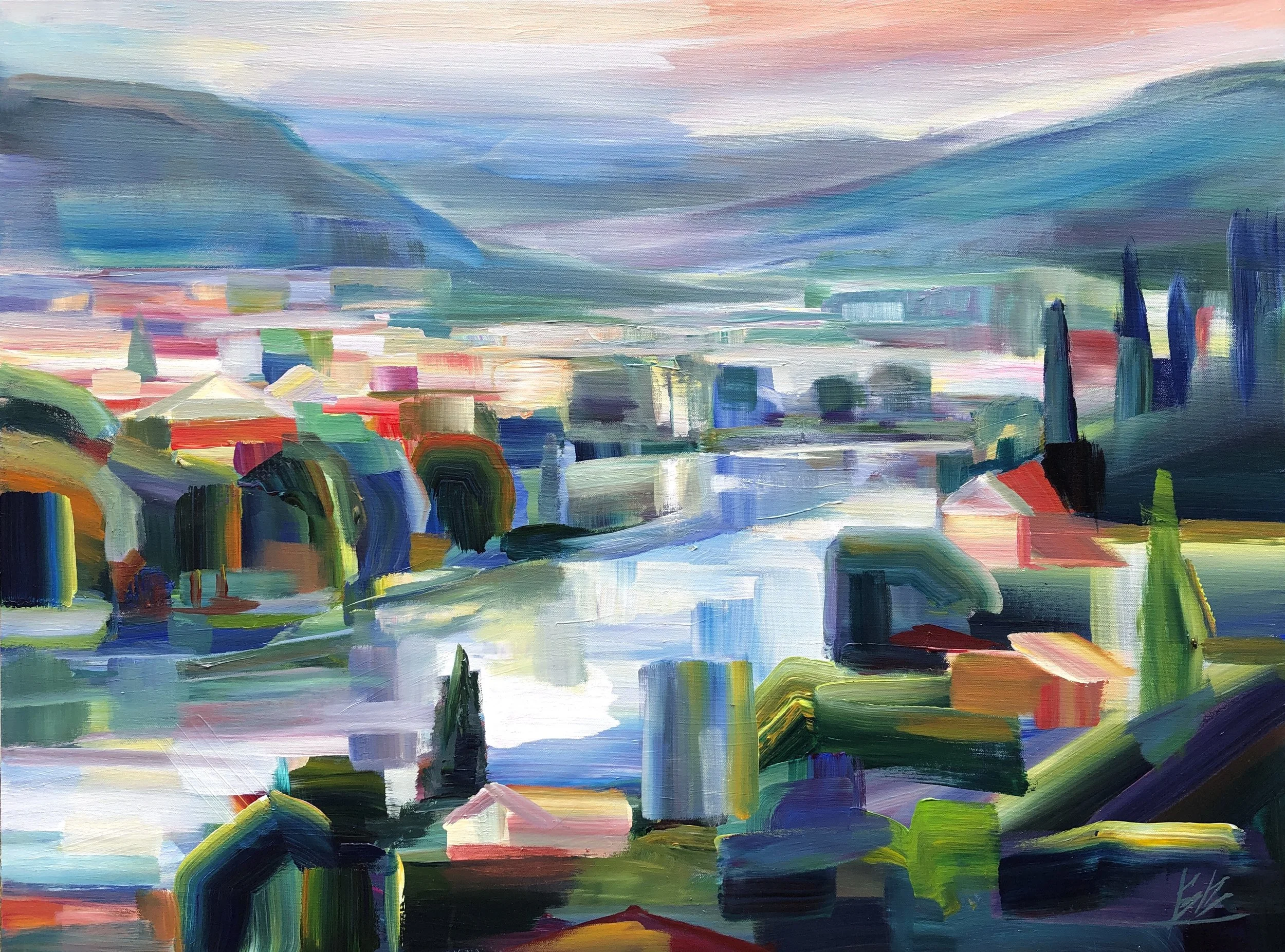 PNW or Europe? 30x40 acrylic on 1.5" deep canvas, $2800