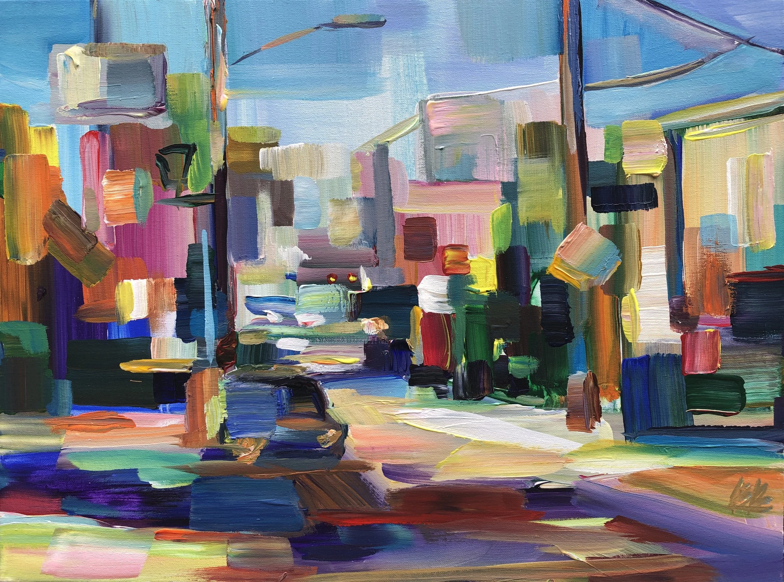 Neighborhood Color, 18x24 acrylic plein air on 3/4" canvas unframed, $500