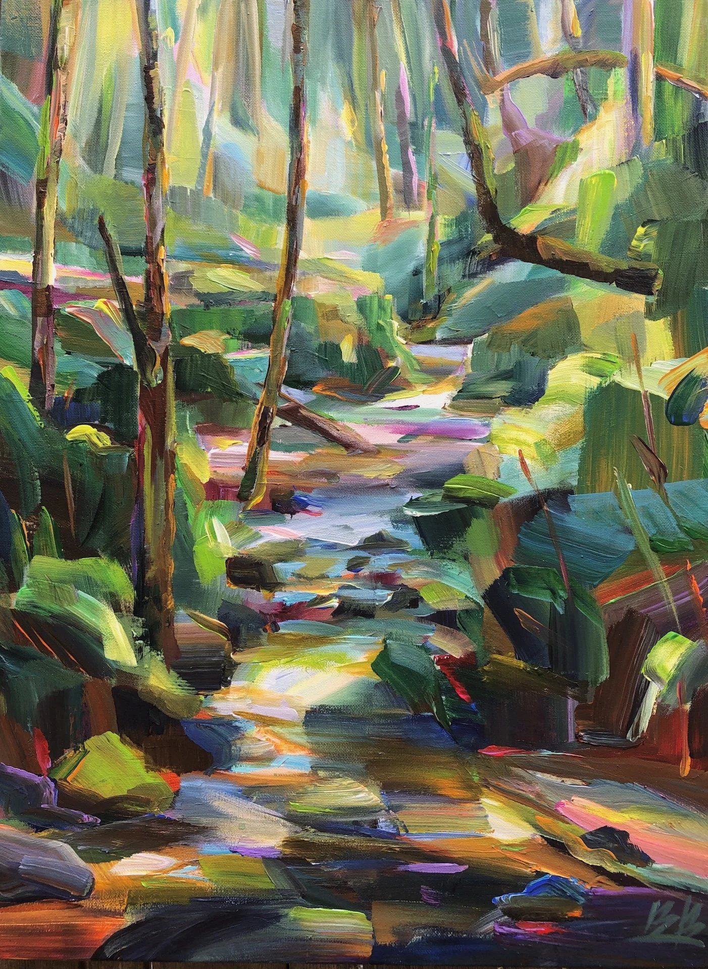 Honeydew Creek, 24x18 acrylic plein air on 1.5" canvas, $1350 (Available at Cole Gallery, Edmonds)