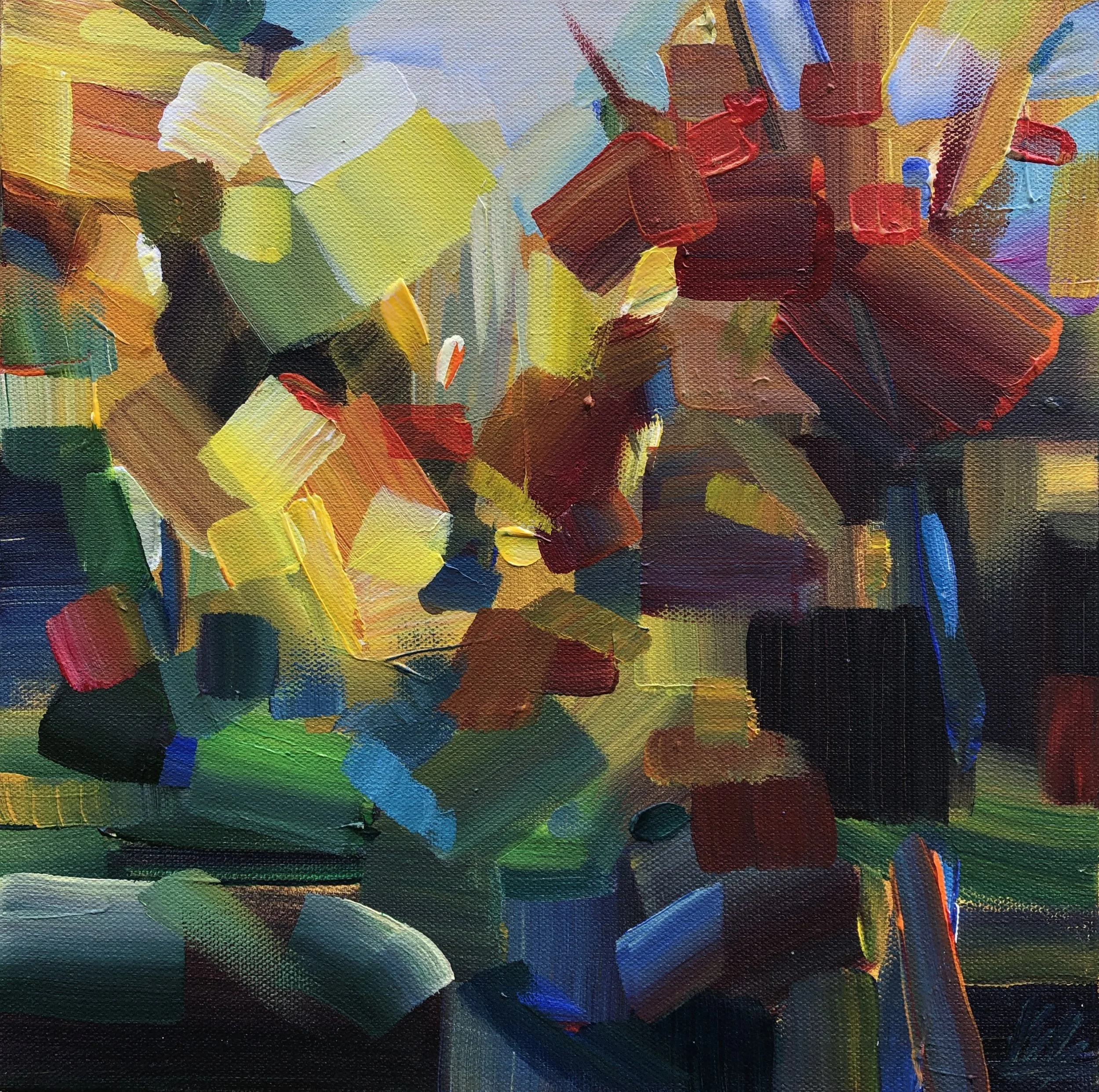 Autumn's Gilded Flair, 12x12 acrylic on 1.5" canvas, $475 (Available at Alki Arts, WS)