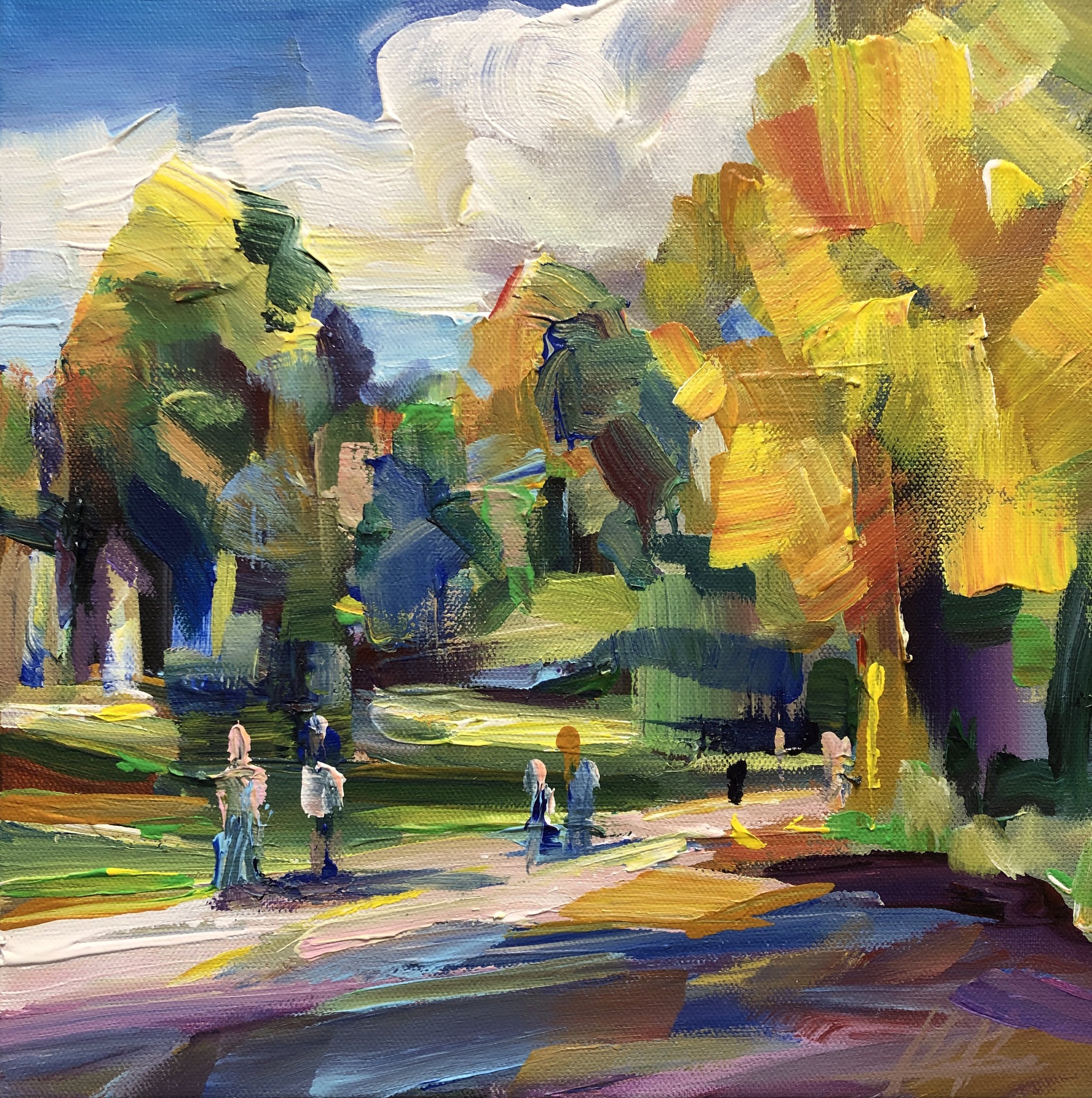 Golden Promenade, 12x12 acrylic on 1.5" canvas, $475 (Available at Alki Arts, WS)