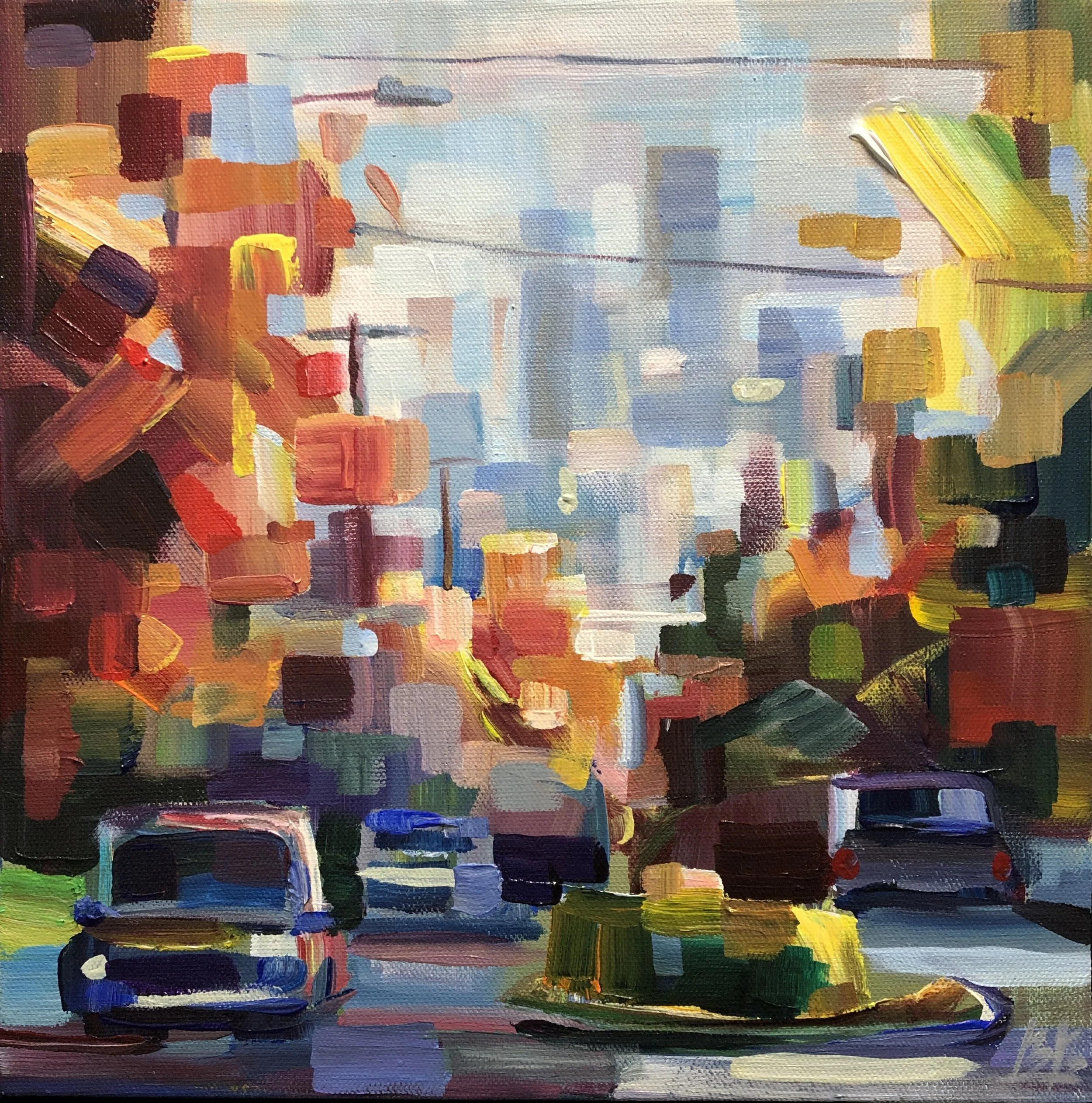 Fall in Seattle, 12x12 acrylic on 1.5" canvas, $475 (Available at Alki Arts, WS)
