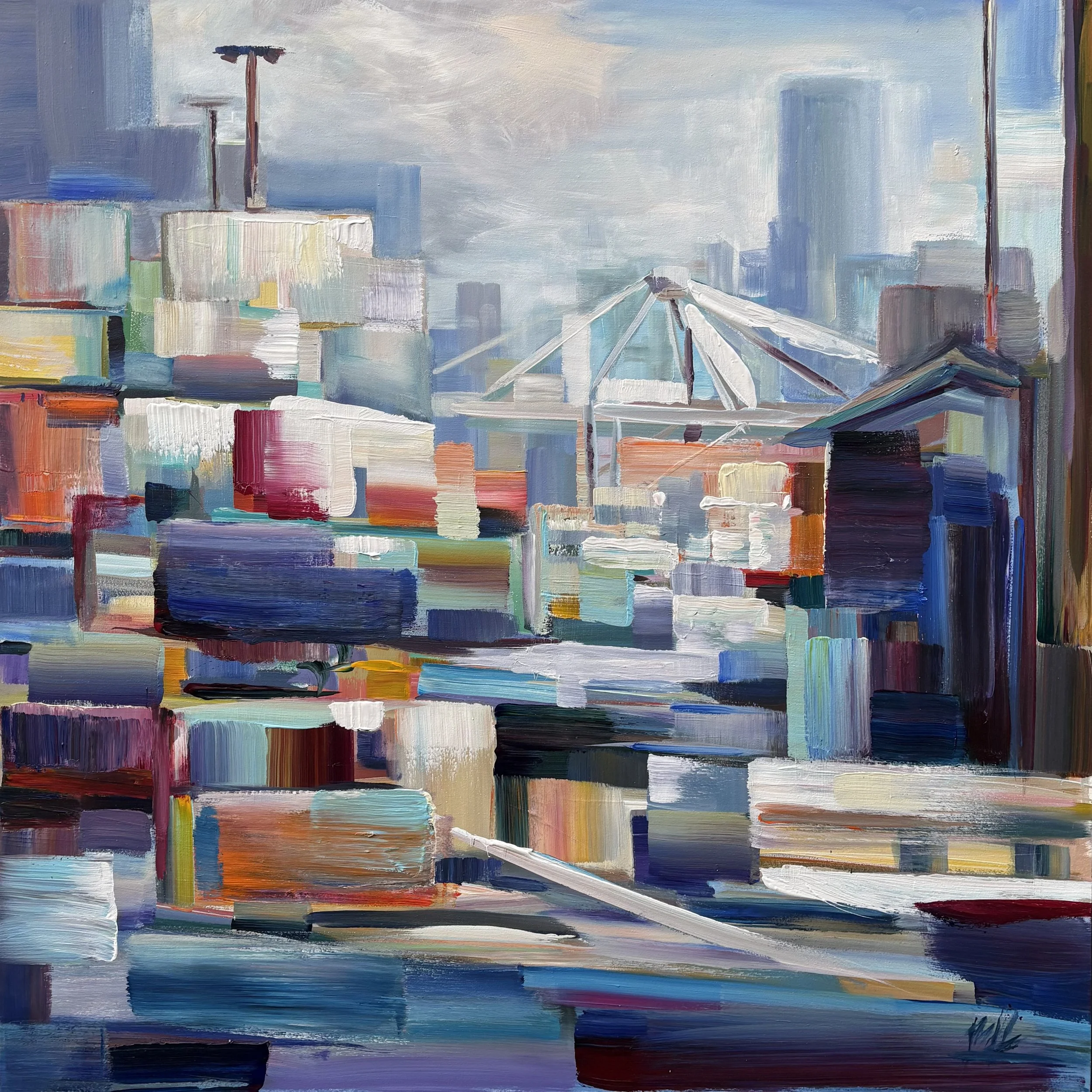 Cargo Blocks, 30x30 acrylic on 1.5" panel, $2100 (Available at Alki Arts, West Seattle)