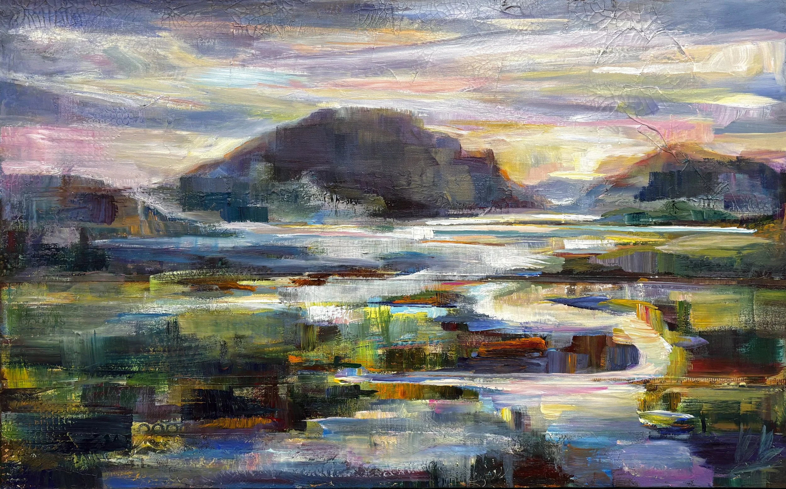 Skagit Wetlands, 30x48 acrylic mixed media on 1.5” canvas, $3400 (Available at Gray Sky Gallery)