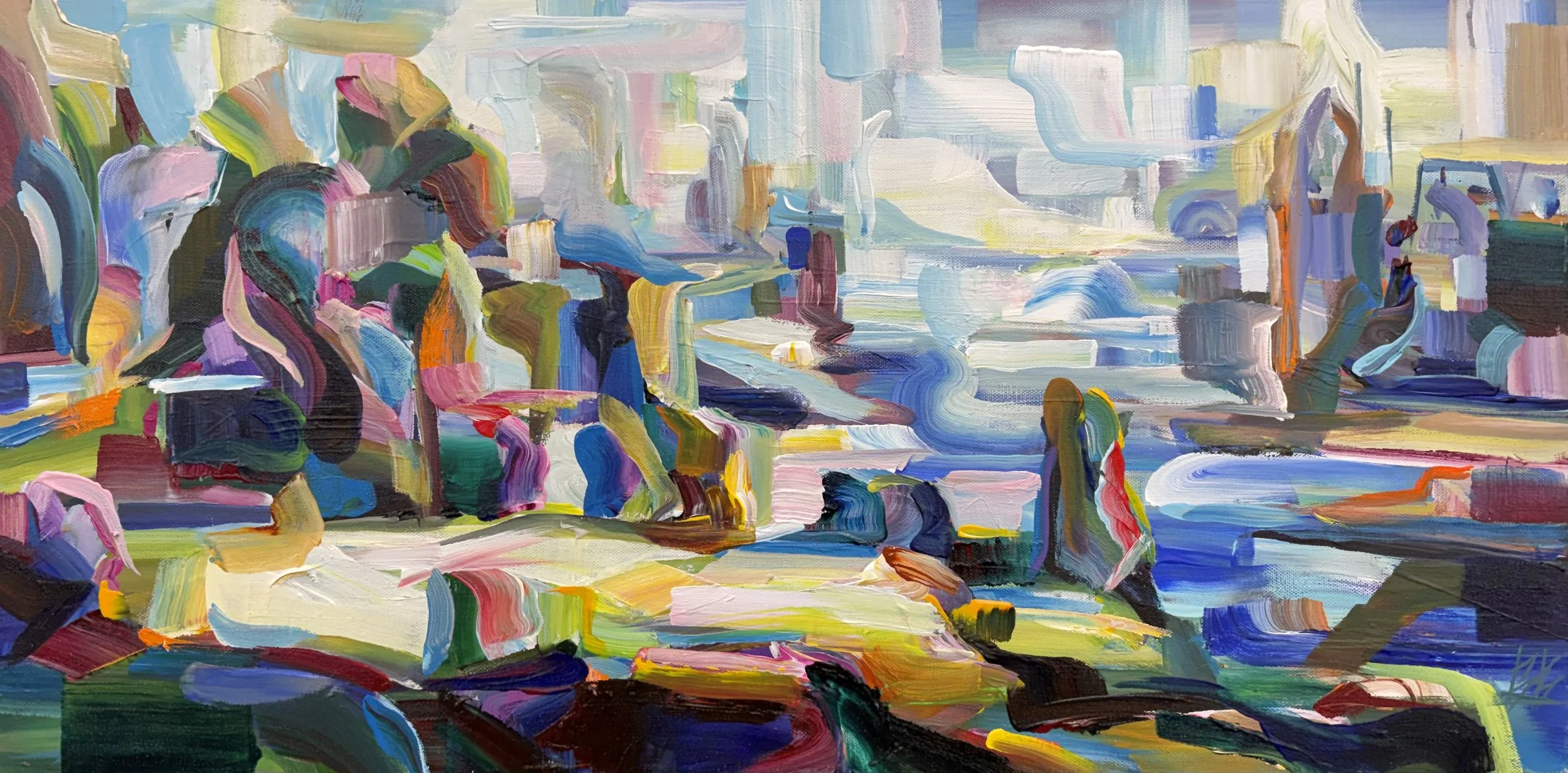 New Undulations, 15x30 acrylic on 1.5” canvas, $1250