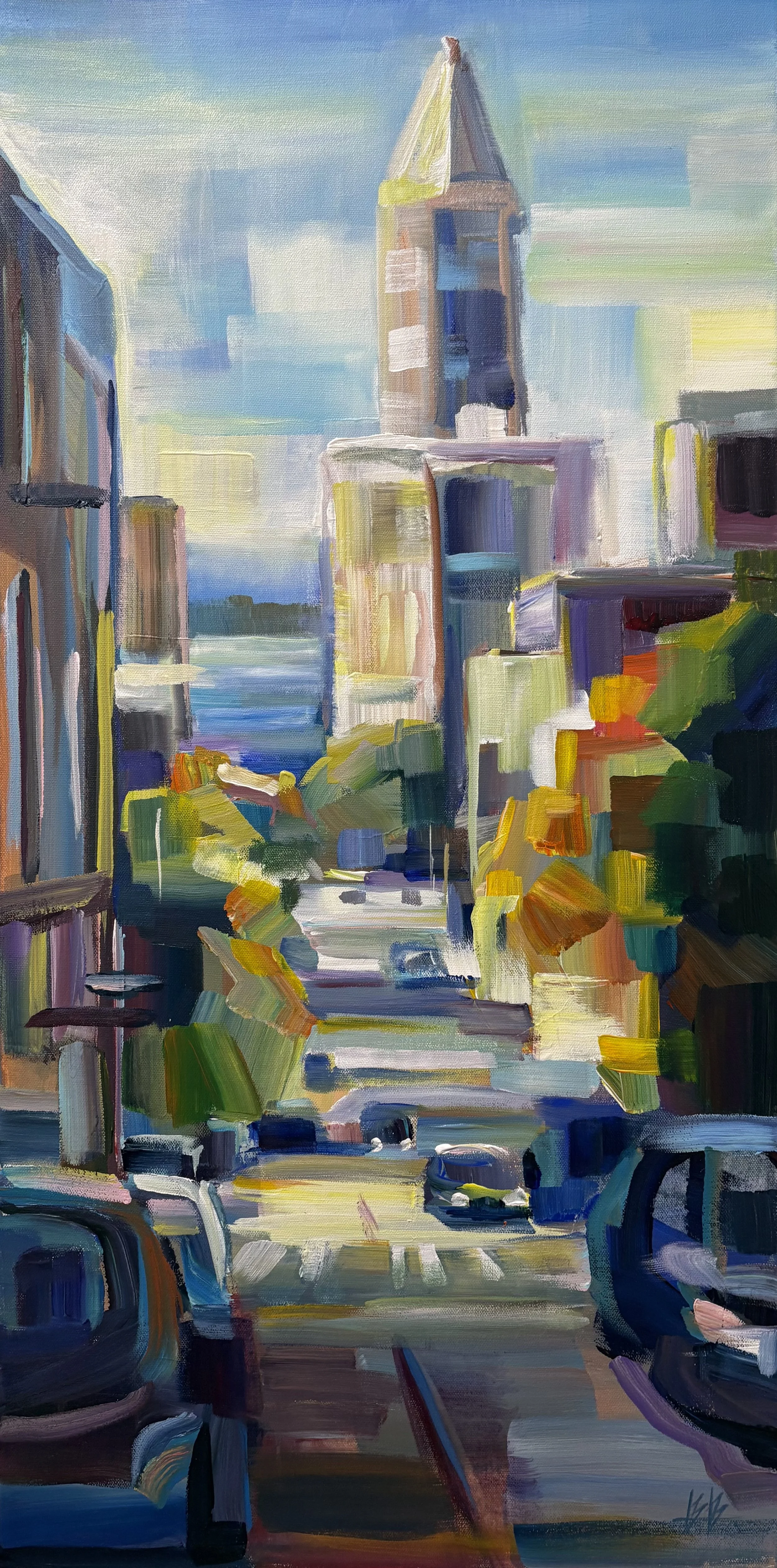 Sunshine on Yesler, 36x18 acrylic on 1.5” canvas, $1800 (Available at Alki Arts)