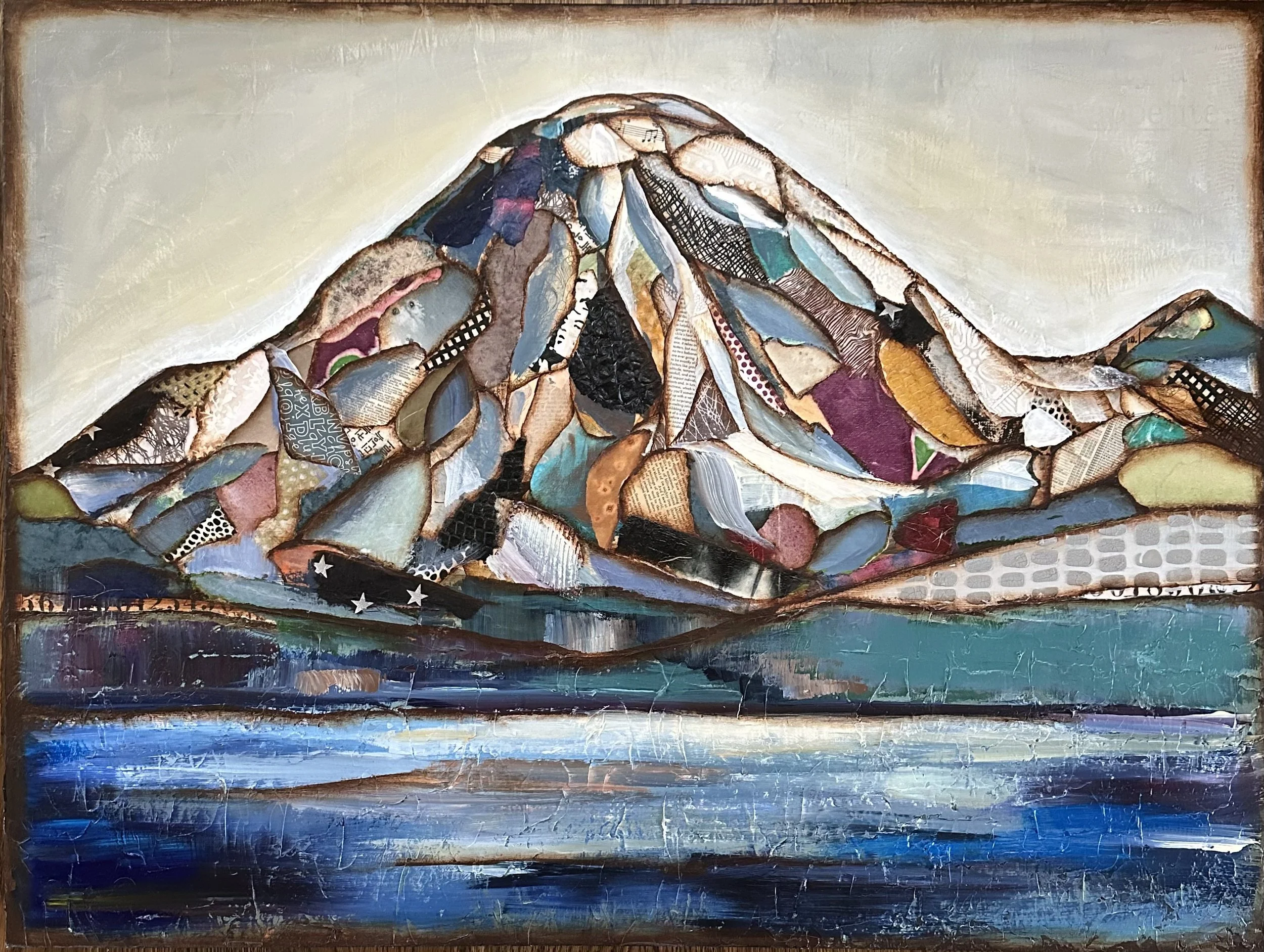 Paper Mountain, 30x40 acrylic & mixed media on canvas, $2900 (Available at Gray Sky Gallery)