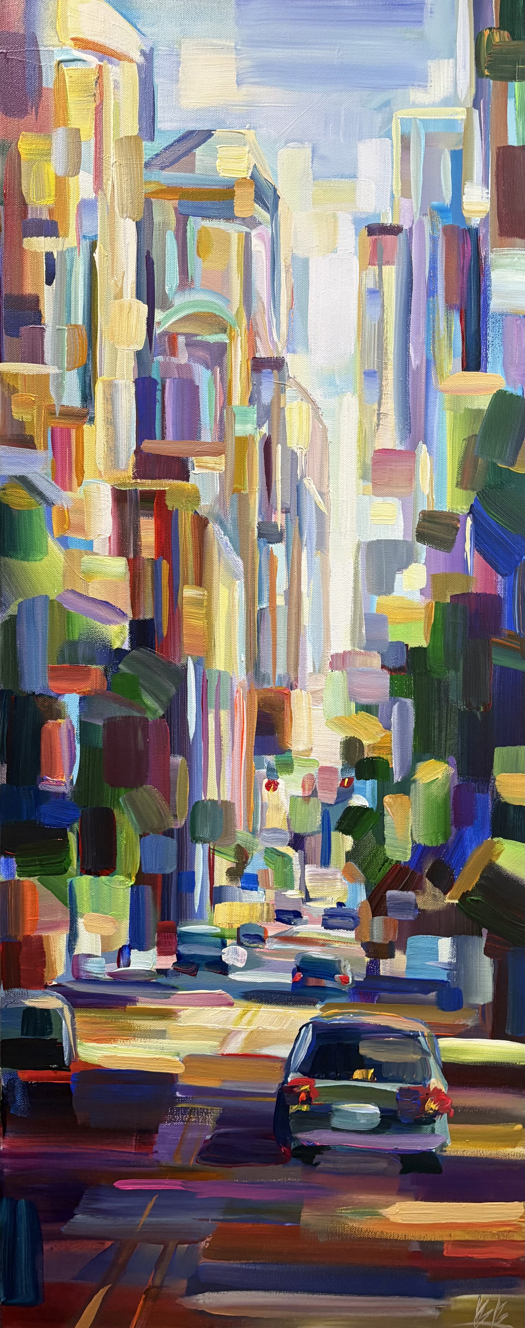 Sun in the City, 40x16 acrylic on 1.5" deep canvas, $1800 (Available at Alki Arts, West Seattle)