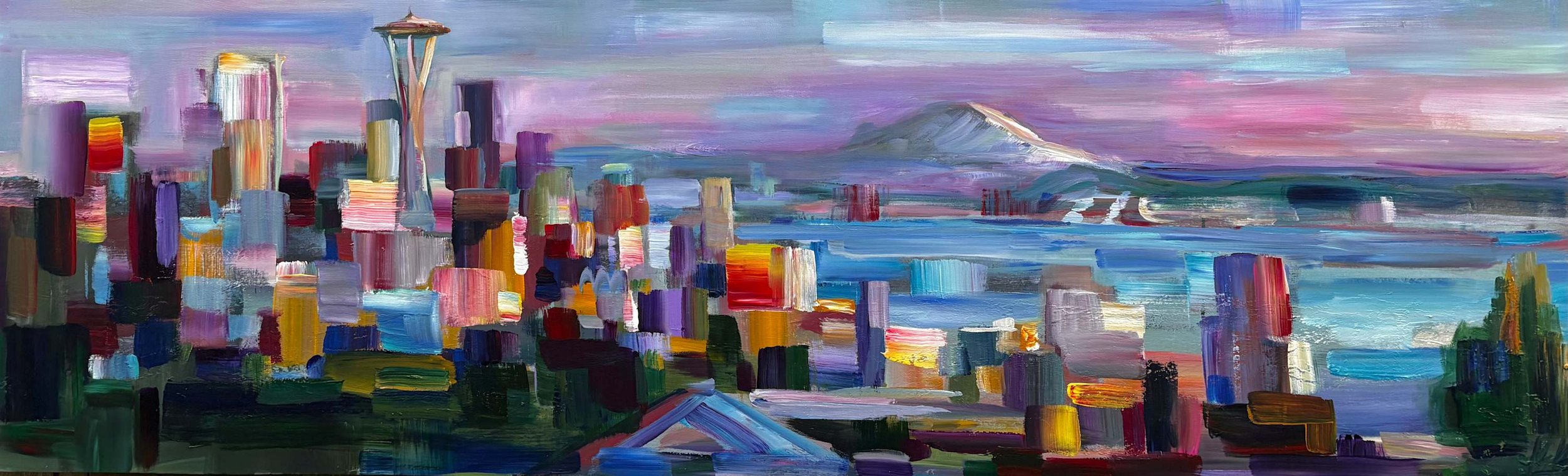 Familiar Blocks II, 22x72 acrylic on 2" canvas, $3200