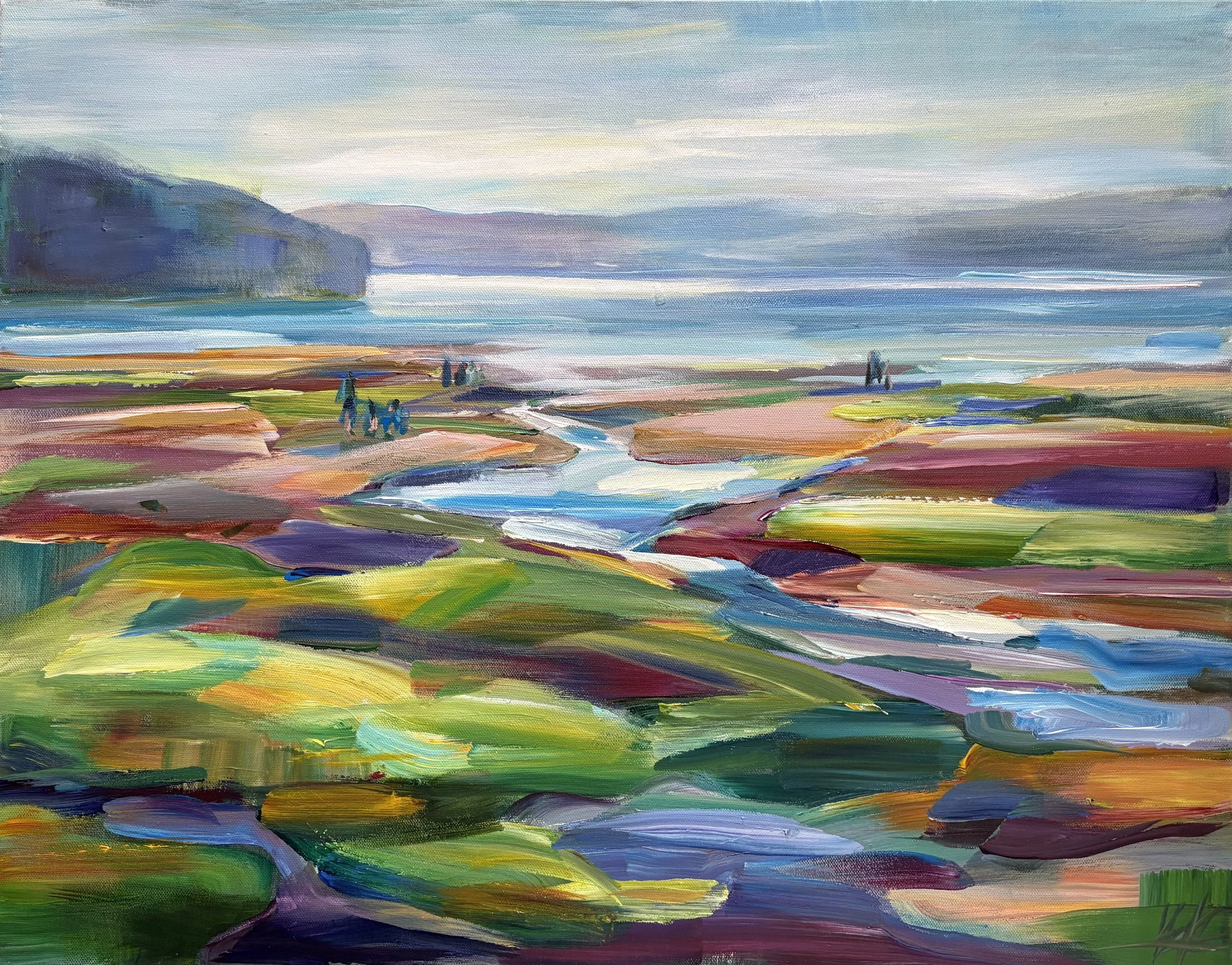 Clammers at Dosewallips, 22x28 acrylic plein air, $1650 framed 