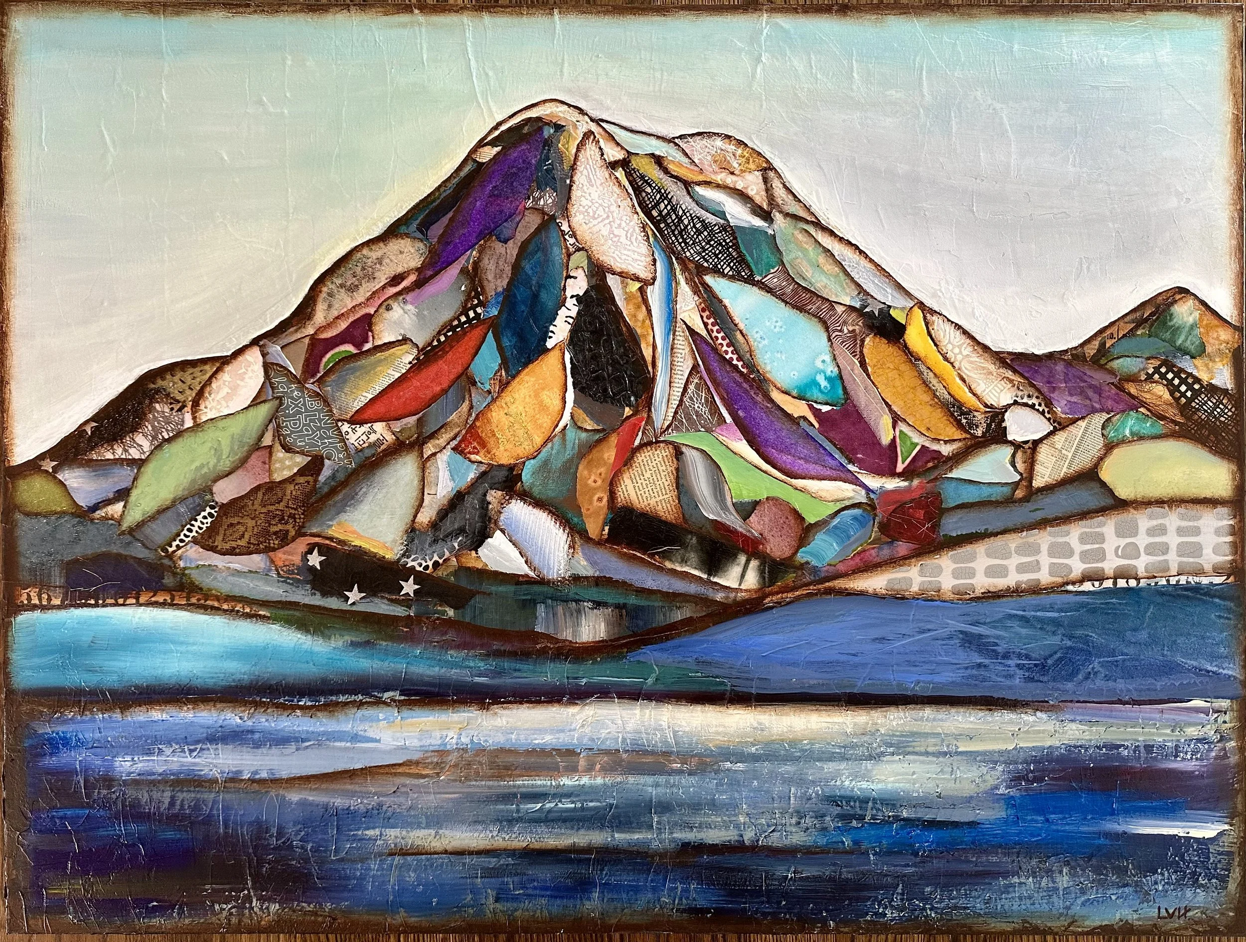 Paper Mountain, 30x40 acrylic & mixed media on canvas, $2900 (Available at Gray Sky Gallery)