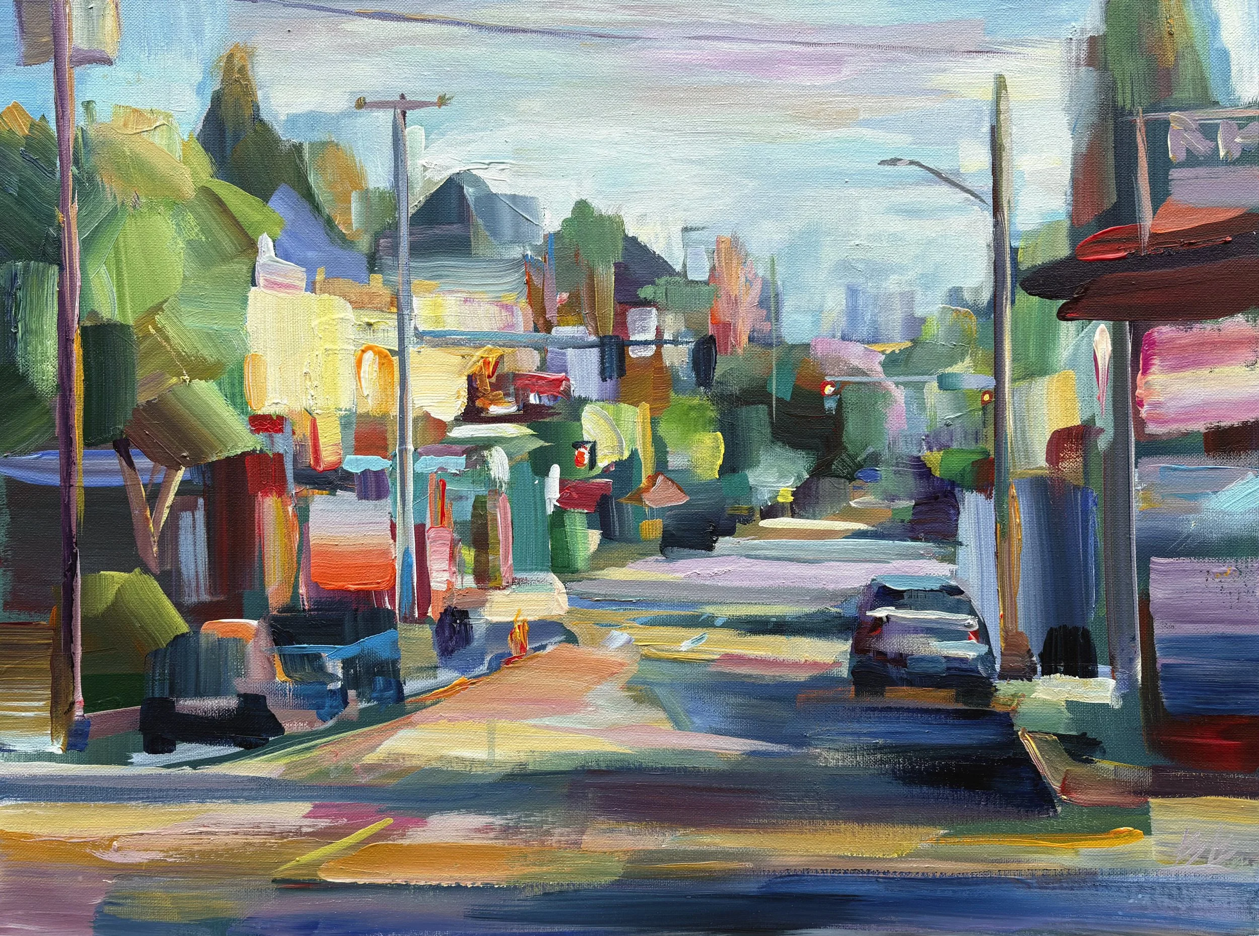 45 and Meridian, 18x24 acrylic plein air framed $1250