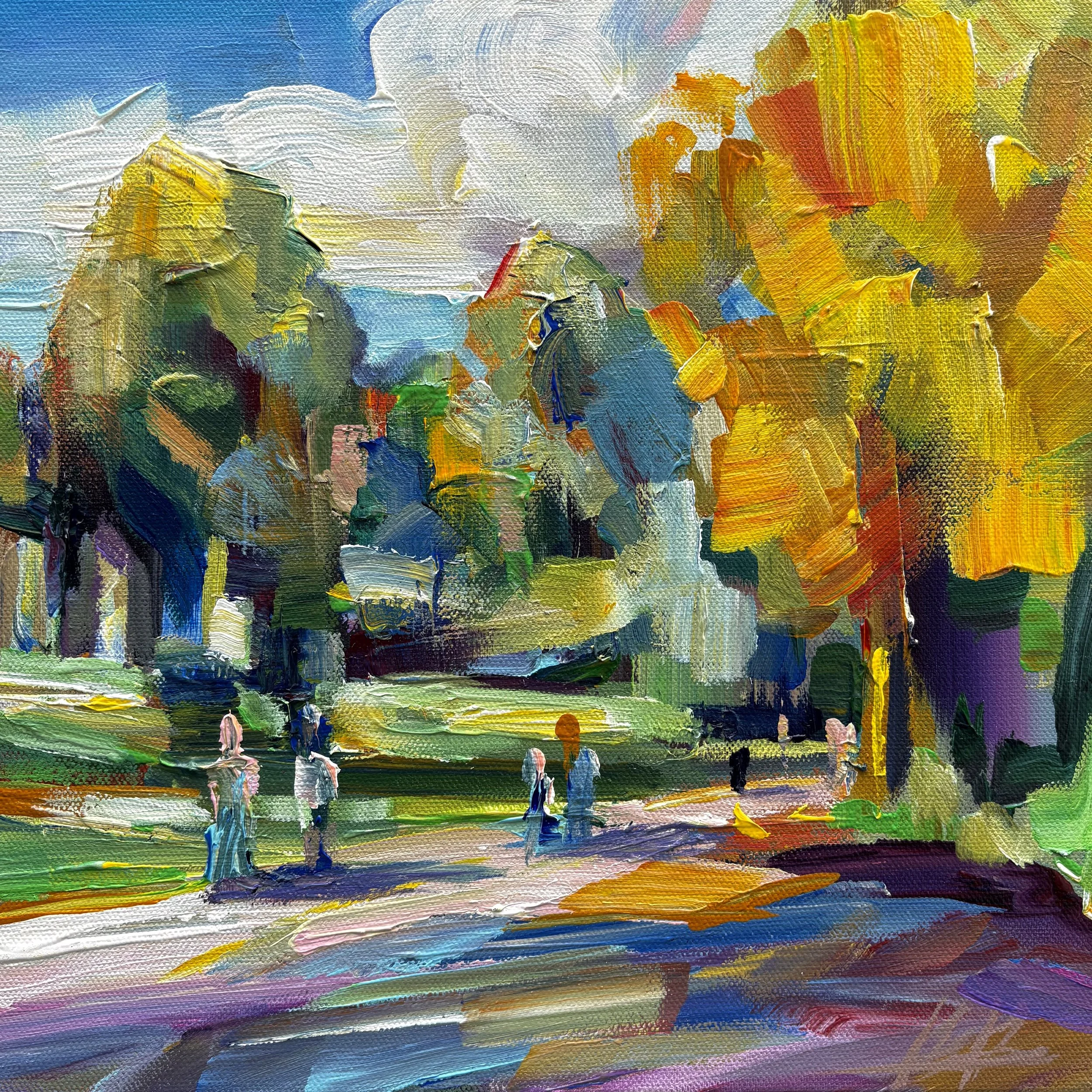 Golden Promenade, 12x12 acrylic on 1.5" canvas, $475 