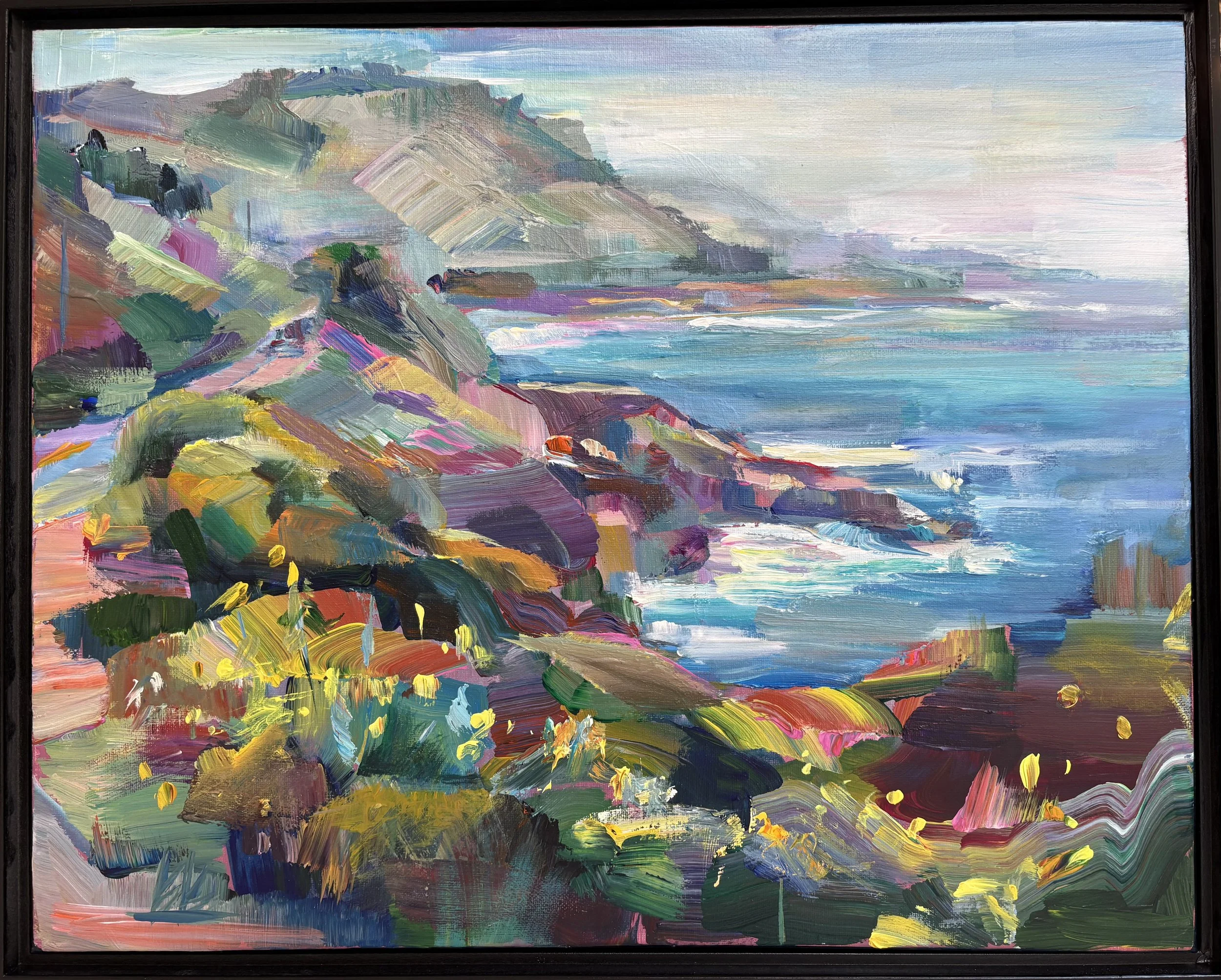 Gorgeous Garrapata, 16x20 acrylic plein air framed $1450