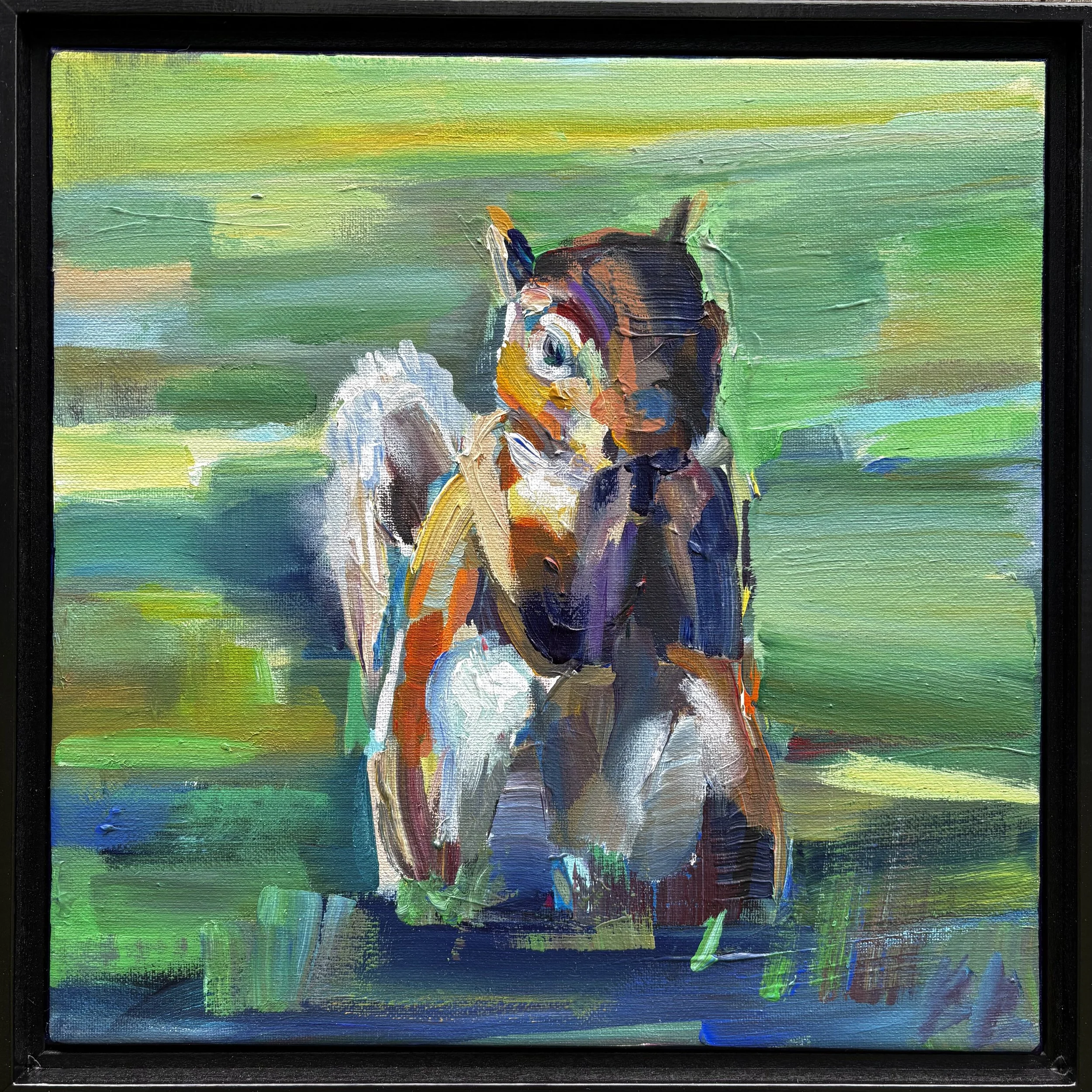 Munch Time, 12x12 acrylic framed, $495