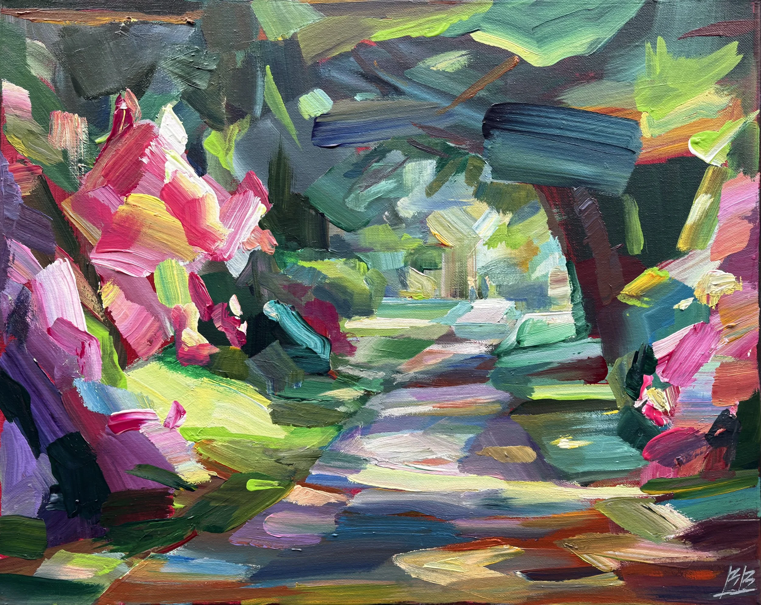 Azalea Dreams, 16x20 acrylic plein air framed, $950