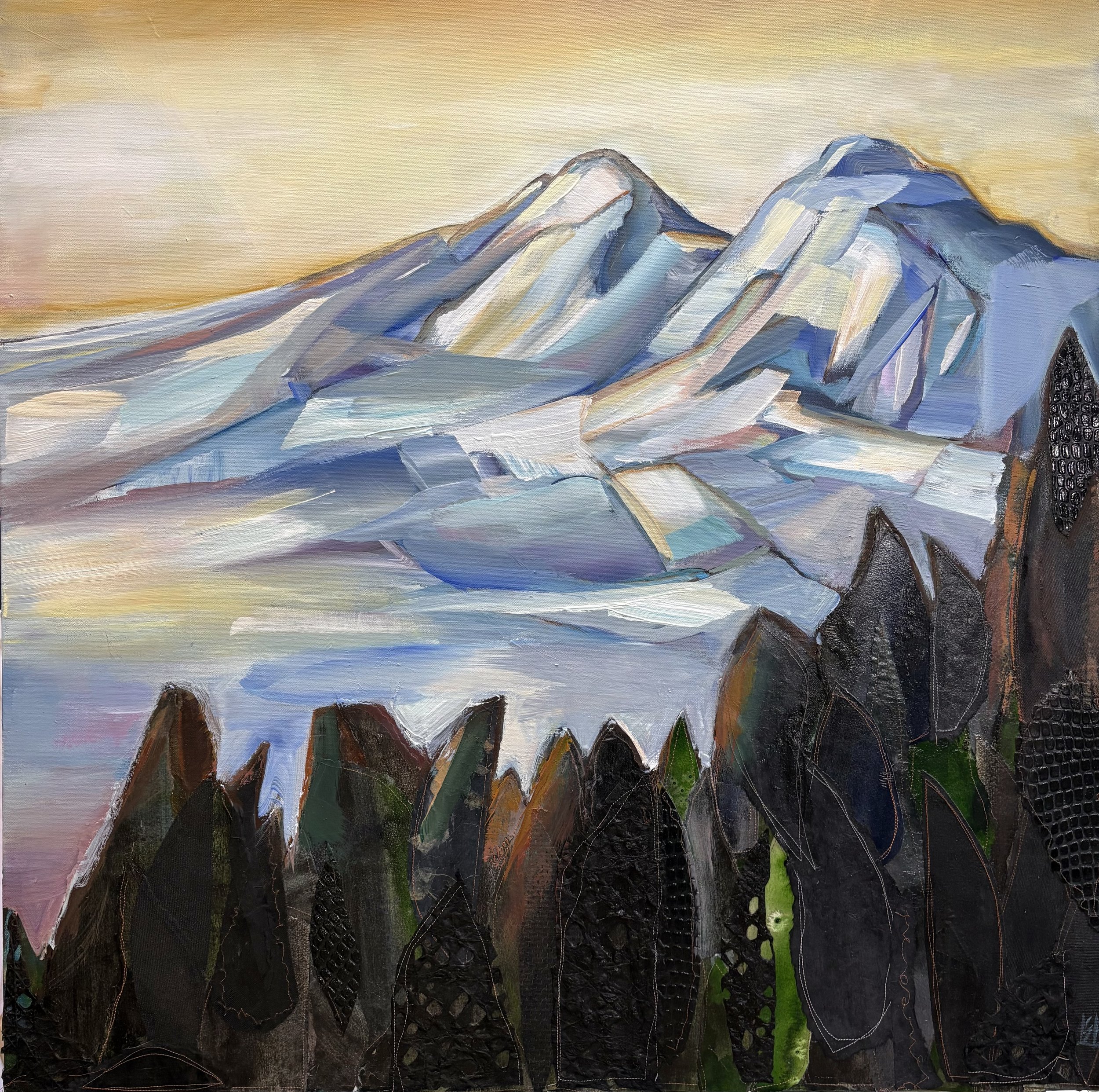 Peak-a-View, 36x36 acrylic mixed media, $2900 (Available at Gray Sky Gallery)