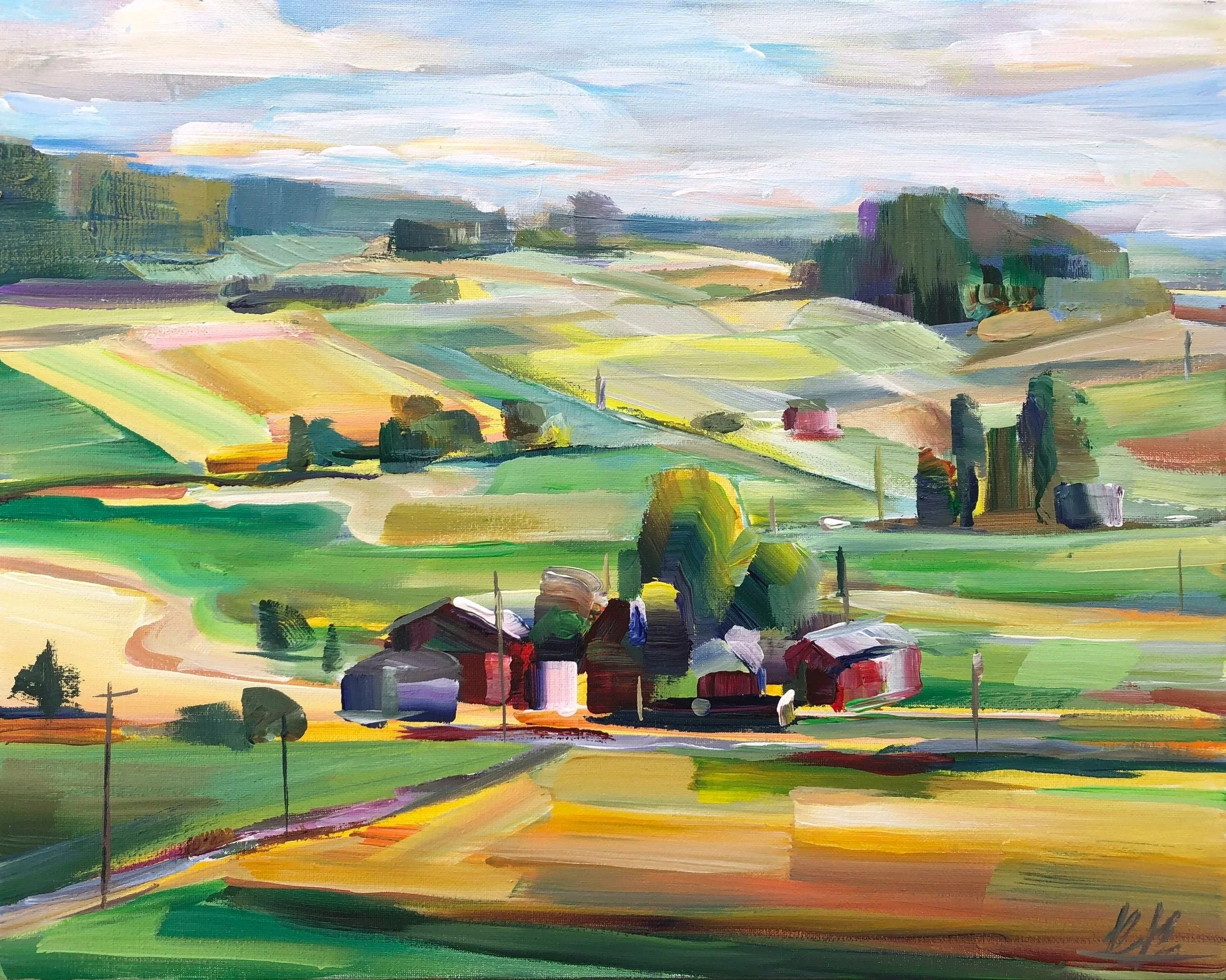 Lay of the Land 2, 16x20 acrylic plein air on 1.5" canvas, $850 (Available at the Museum of NW Art, LaConner)