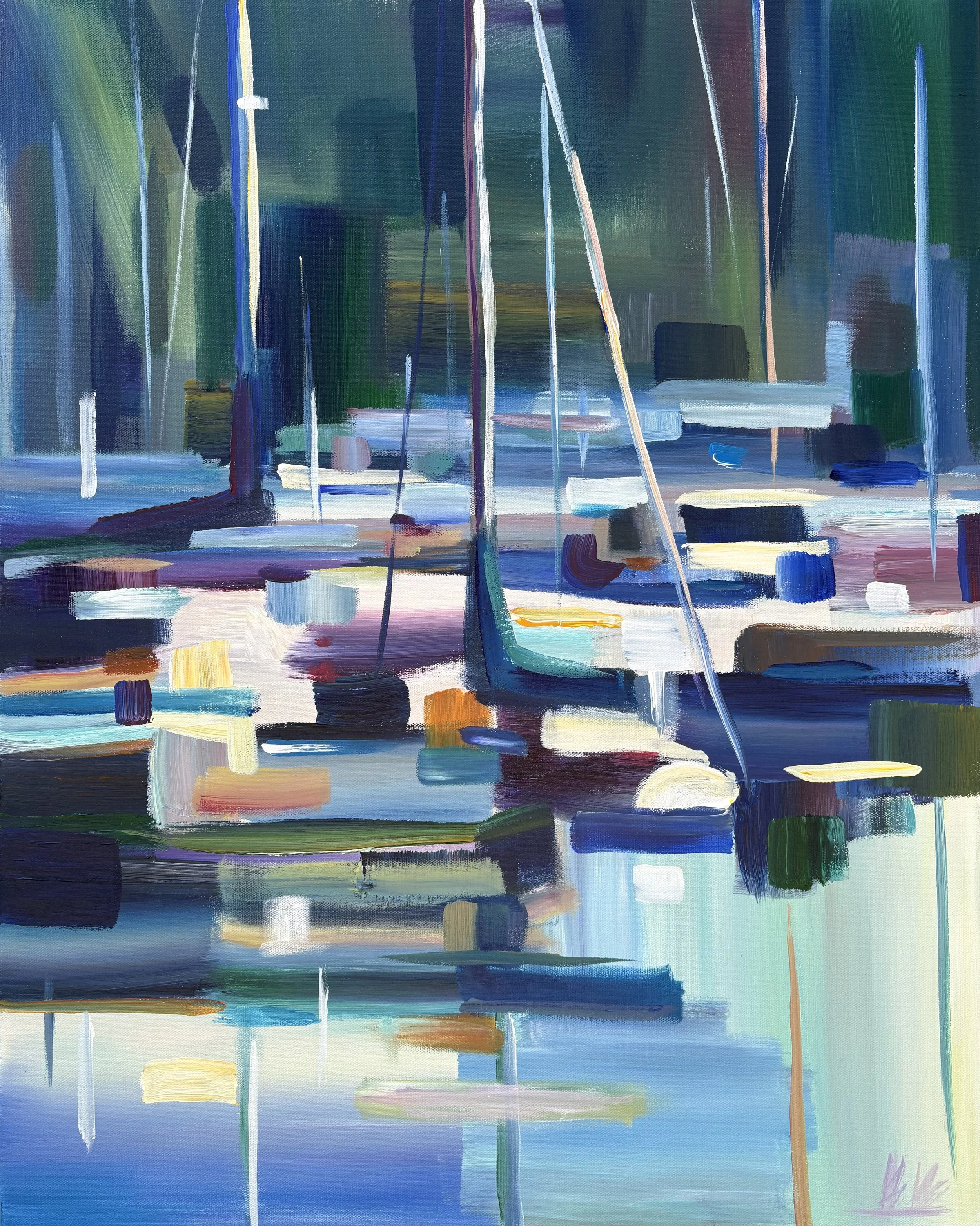 Mooring Lines, 30x24 acrylic on 1.5" canvas, $1650