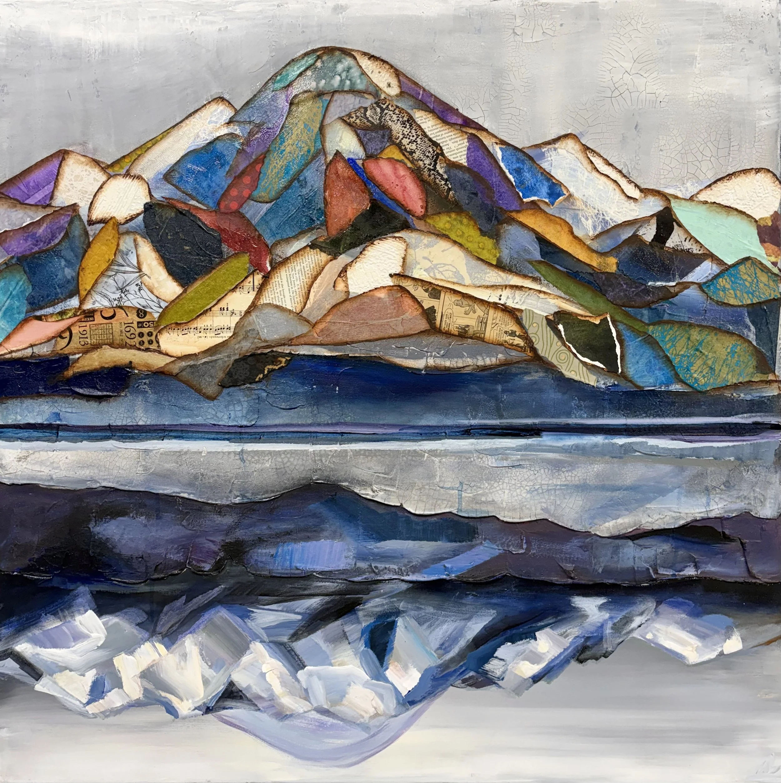 Cascade Reflections, 36x36 acrylic mixed media $2900 (Available at Gray Sky Gallery)