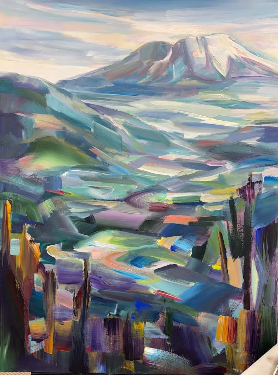 Channel to Mt.St Helens, 40x30 acrylic on 1.5" deep canvas, $2900