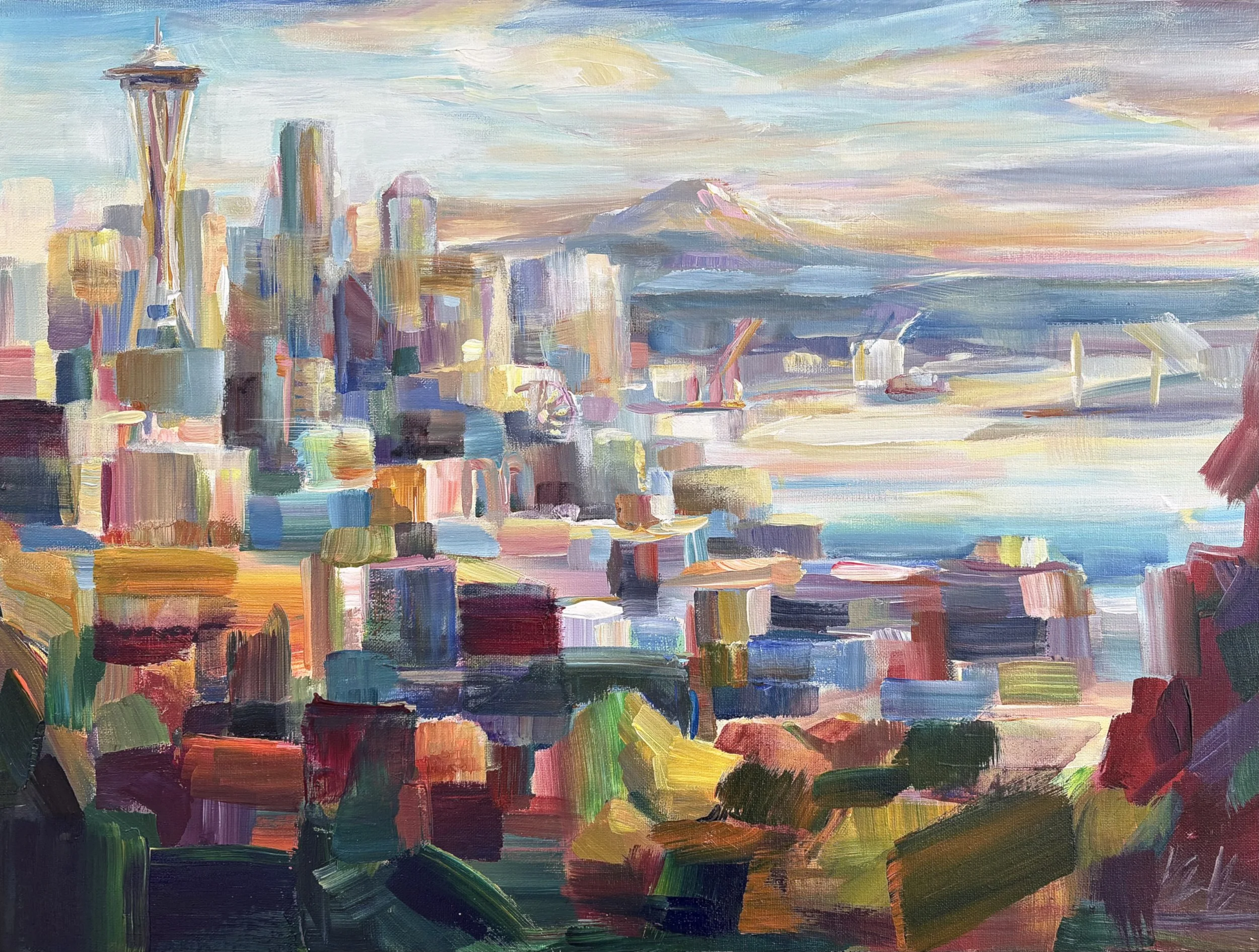 Kerry Park View, 18x24 acrylic plein air, framed $1400
