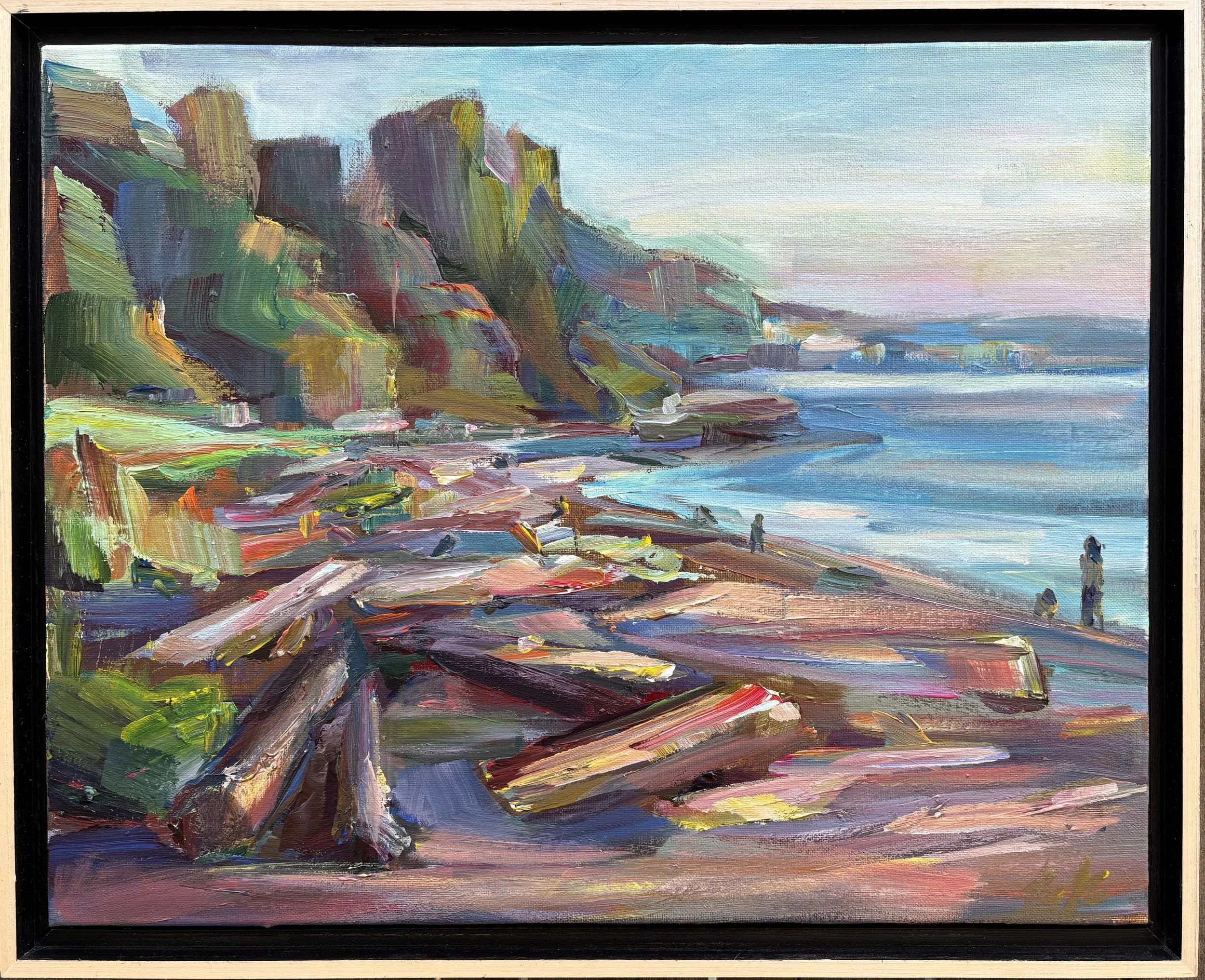 Marina Beach Park, 16x20 acrylic plein air framed, $850