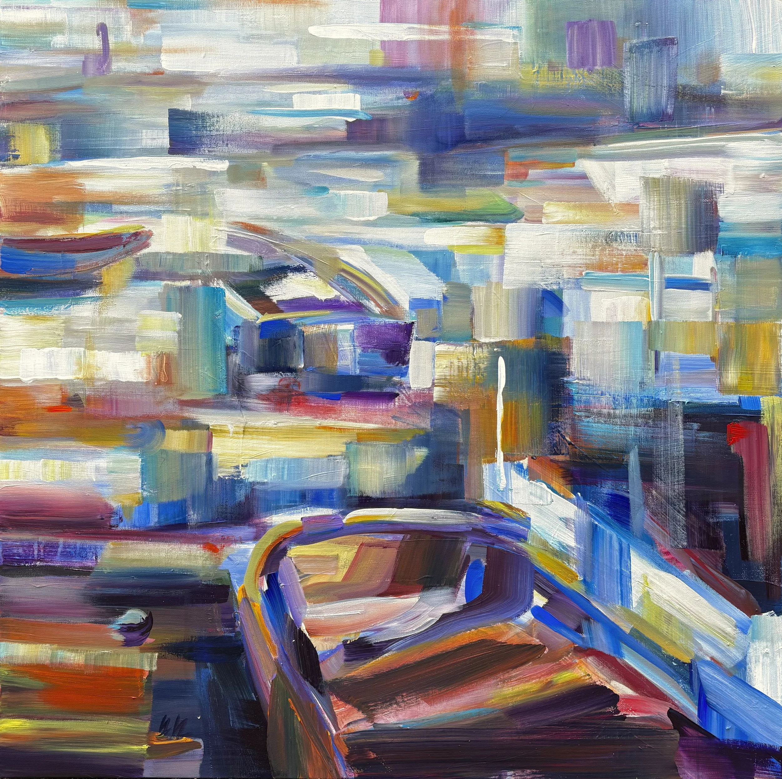 Memory of Wooden Boats, 36x36 acrylic framed, $1750