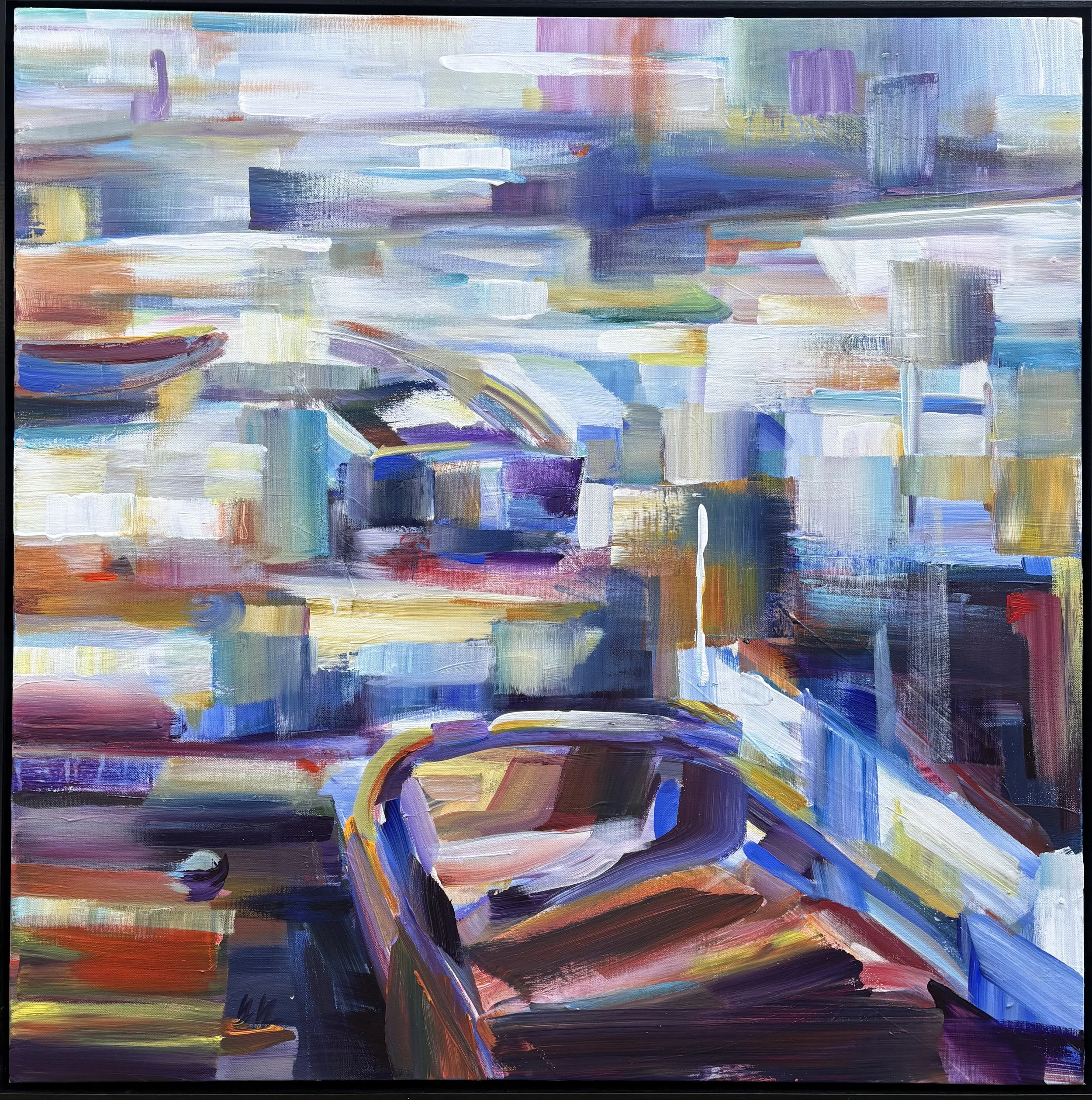 Memory of Wooden Boats, 36x36 acrylic framed, $1750
