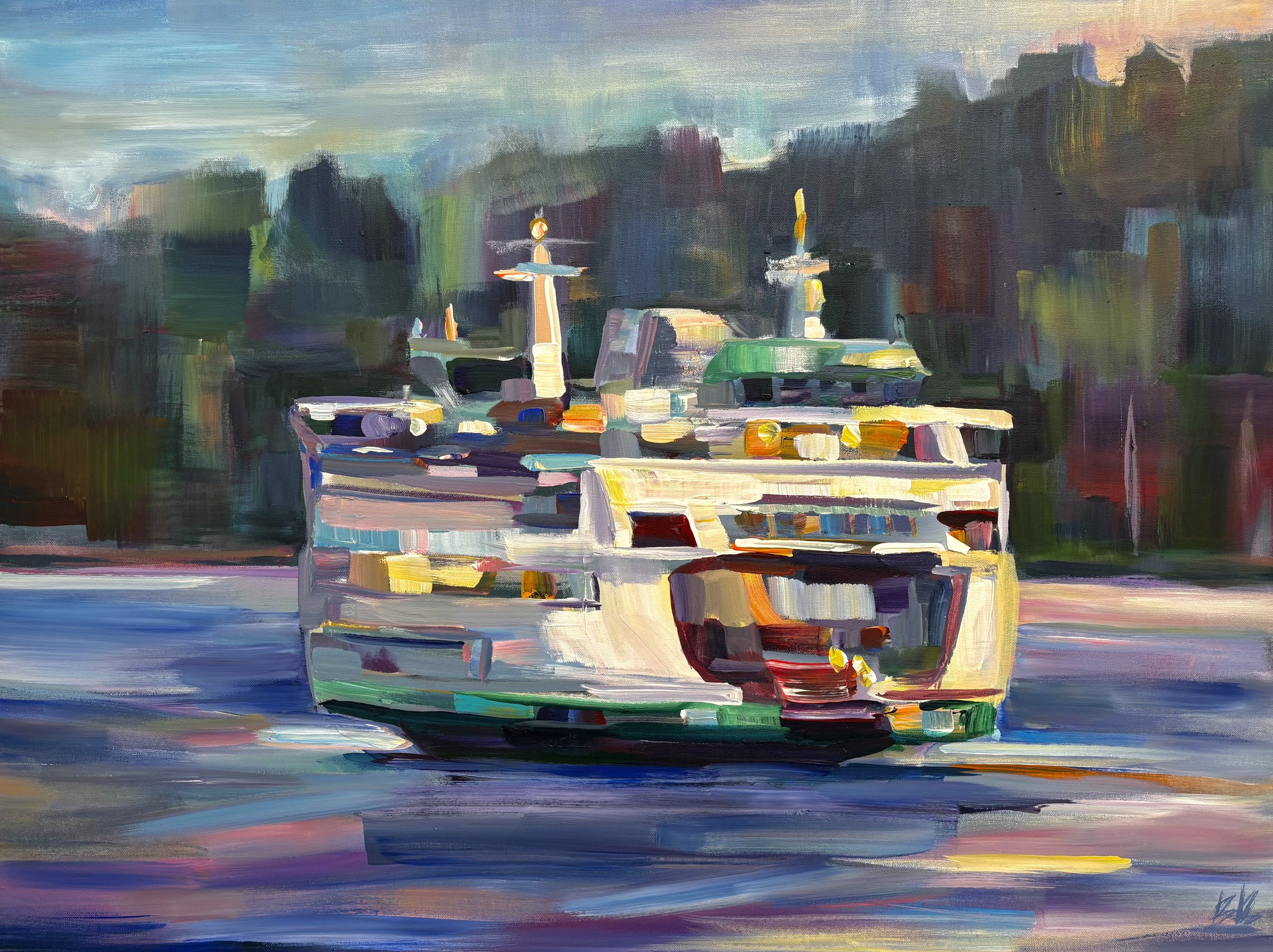 Twilight Crossing (9:13pm), 30x40 acrylic, $2900 (Available at Gray Sky Gallery)