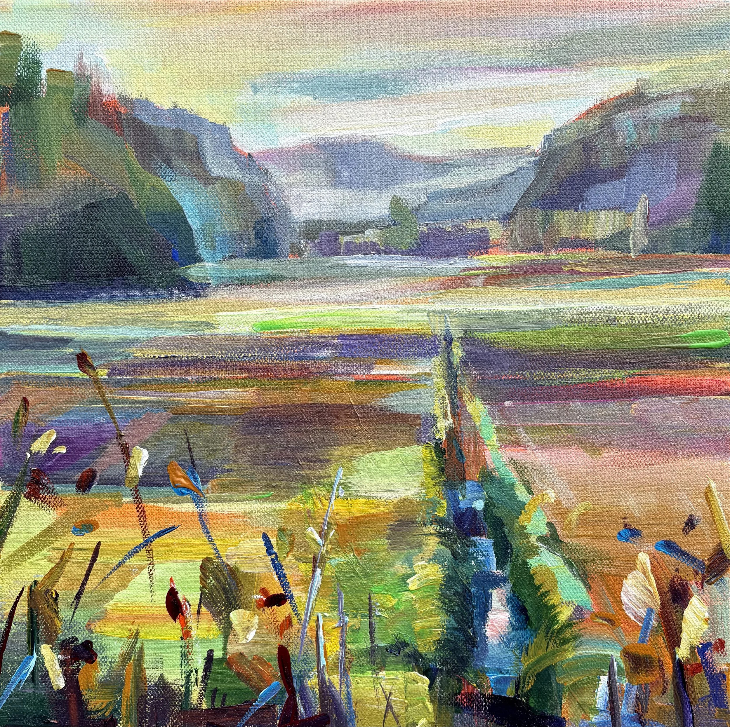 Evening’s Harvest, 12x12 acrylic plein air, $495