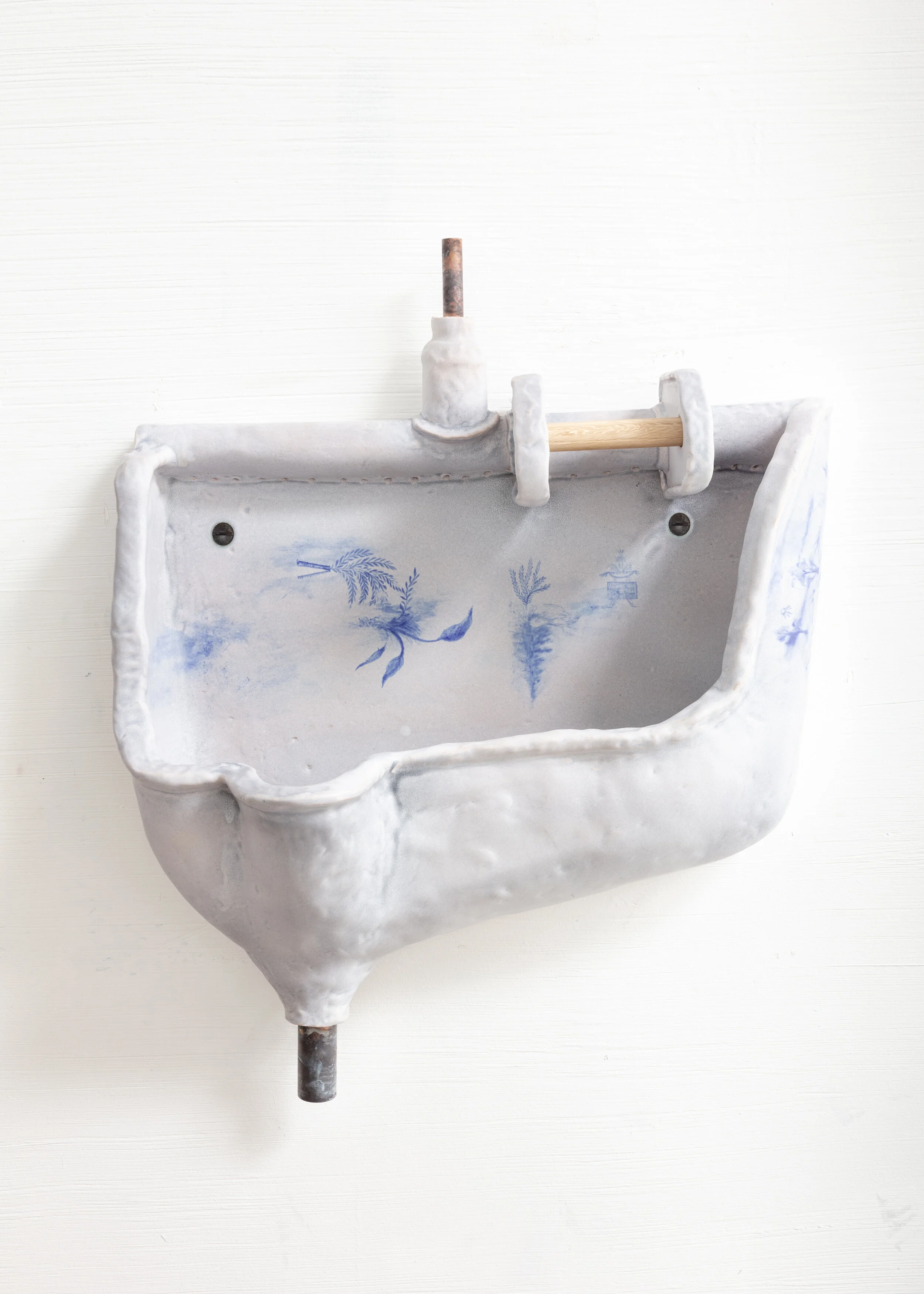 Roll-Ready , 2019 glazed ceramic, copper 31 1⁄2 × 25 3⁄4 × 11 1⁄2 ins