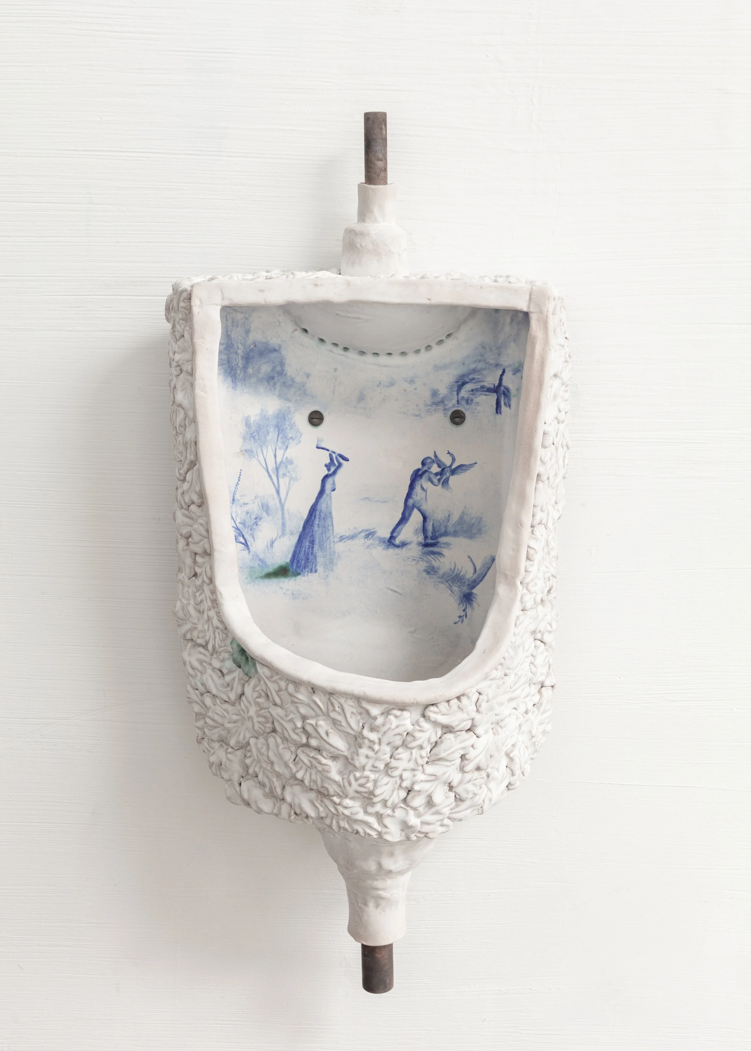 Domestic Dispute , 2019 glazed ceramic, copper 39 ½ x 18 ½ x 11 ins