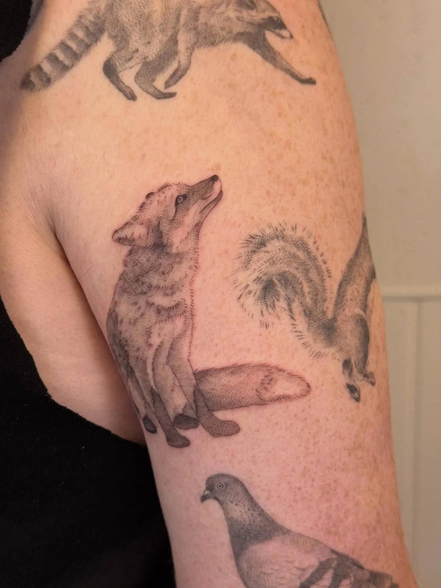 This is a good representation of my style of tattooing. I make the outlines with a single needle and the shading with a 3. 
I like my tattoos to look realistic, but I also love lines, so it&rsquo;s more illustrative, as opposed to hyper realism or mi