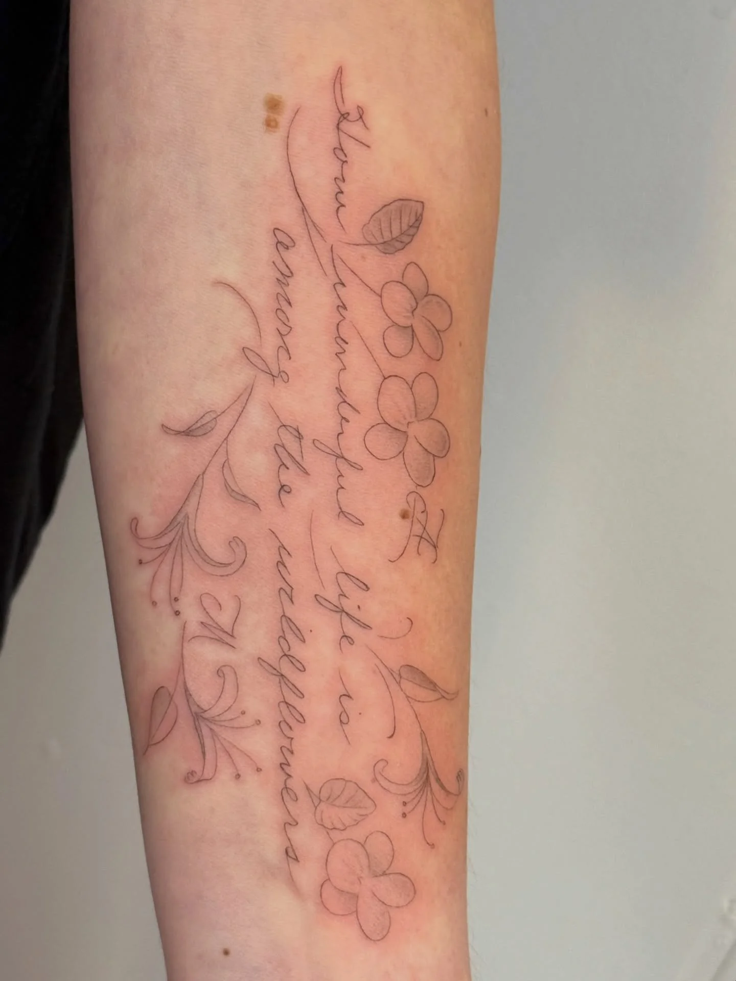 Adrienne had handwriting from each of her grandmothers but not all of these words, so I studied their letters and pieced together these lyrics, combining Elton John&rsquo;s &ldquo;Your Song&rdquo; and Tom Petty&rsquo;s &ldquo;Wildflowers&rdquo;

Deco
