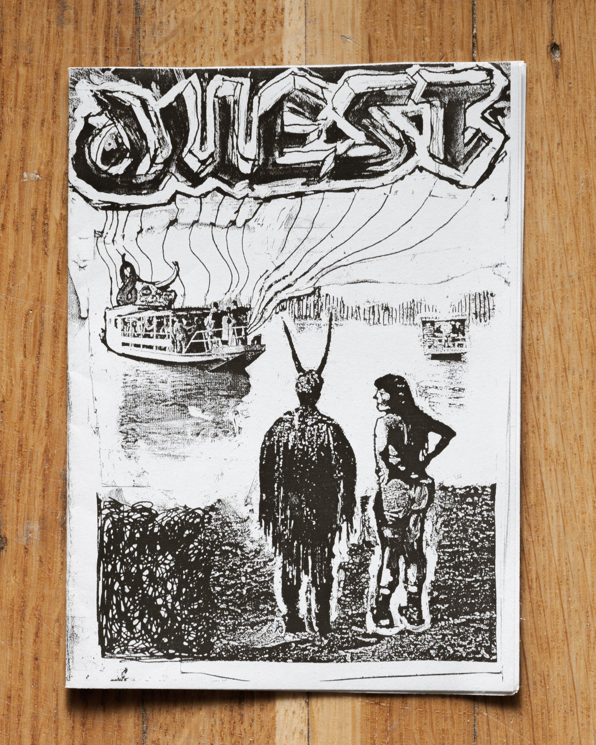  Quest - Self Published - 6 Pages, A6, Folded and Unbound  Photography by Kyle Hofsass and sketches by Ben Rubin. The entire zine was photographed, sketched, designed, printed, and assembled in a single day during the Quest festival in Ba Vi National