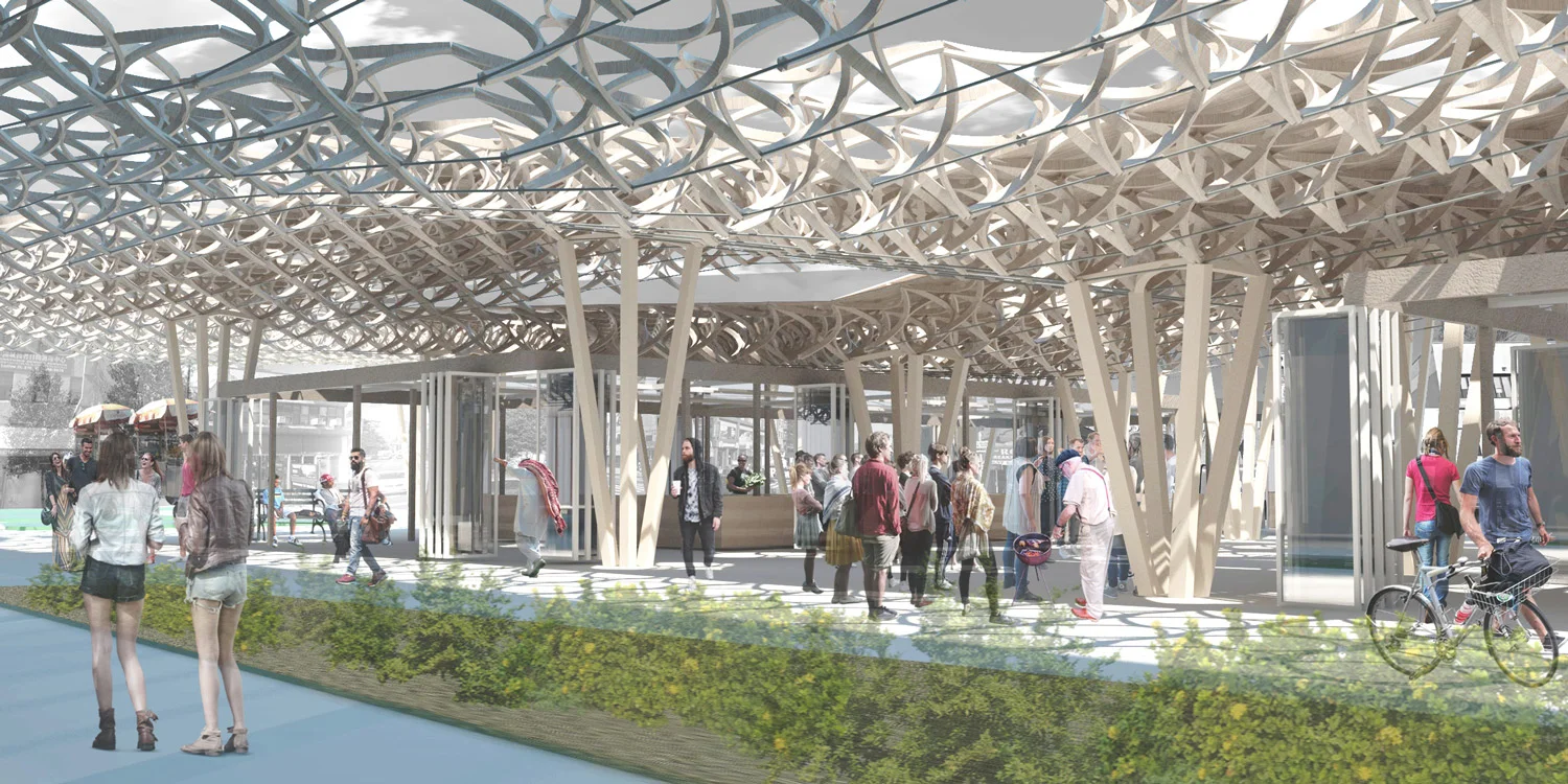 Timber in the City: STEAM PLAZA (S16) | Shannon Earnest, Kendra Ho, Cy Kim, Ara Lee (B.Arch 2016, 2017)
