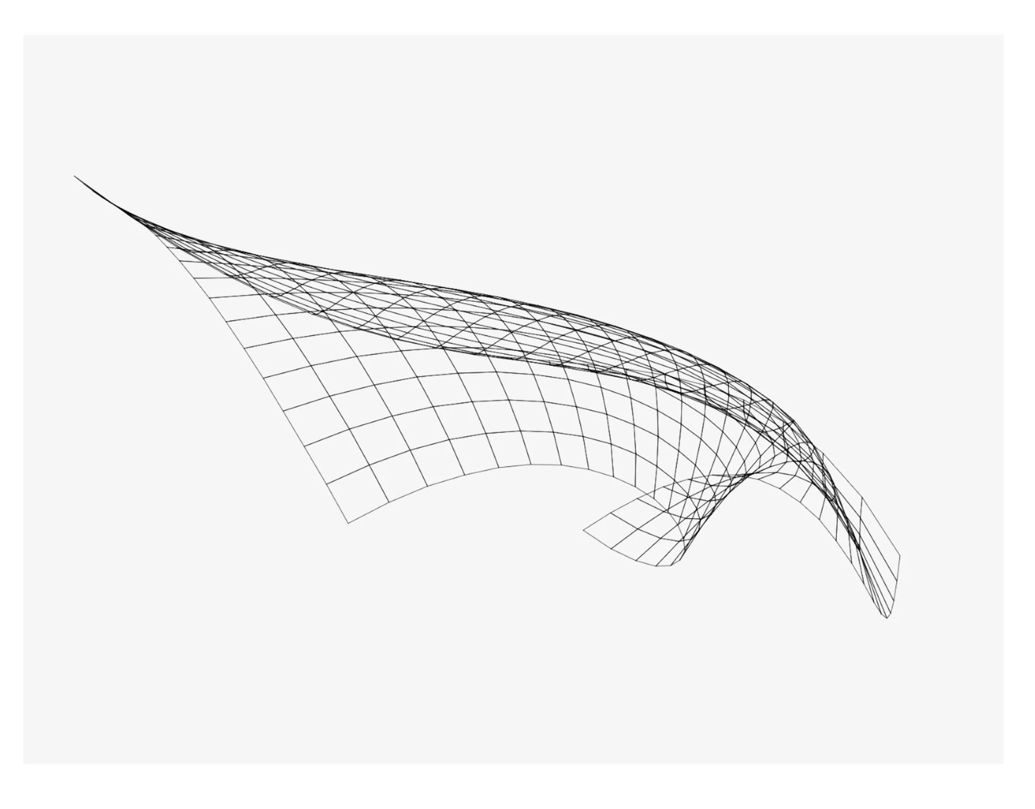 Image from a custom software system developed for the exhibition, which reconstructs Steven A. Coons' pioneering mathematical technique for parametric surface representation, the "Coons patch," enabling users to interact with it.