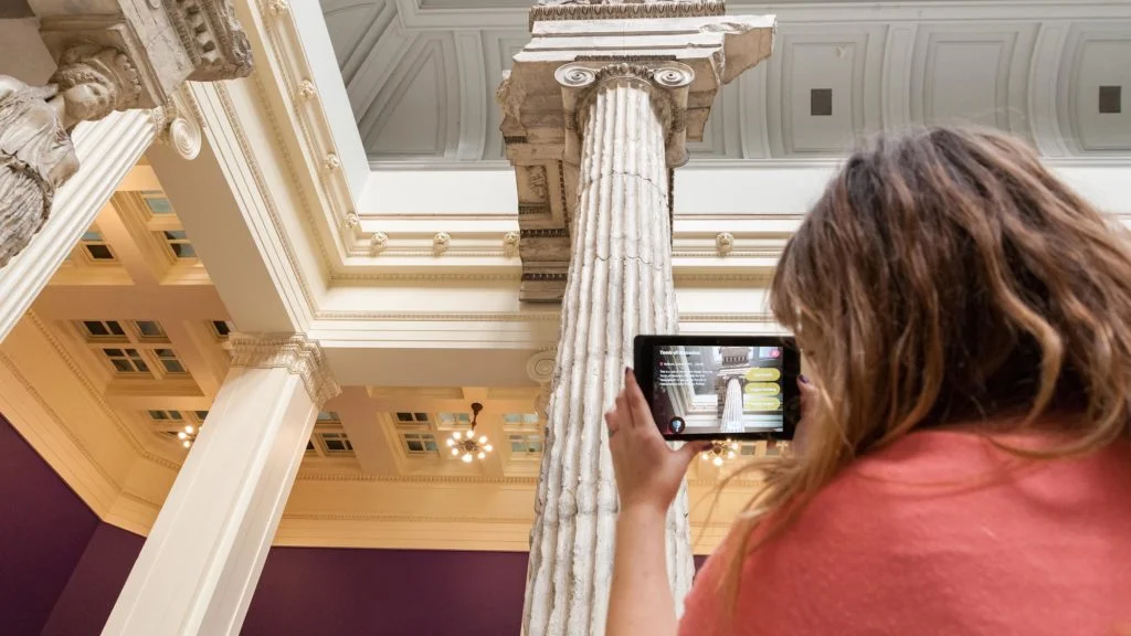 The ReCast app overlays information about the museum's architectural casts over a live camera view of the collection.