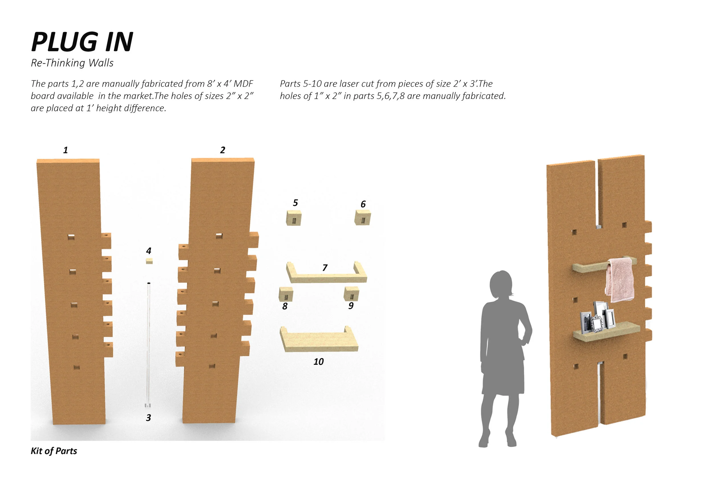Roshni’s winning design entry, titled “Plug in - rethinking vertical wall system,” is based on the concept of customizing storage based on needs.