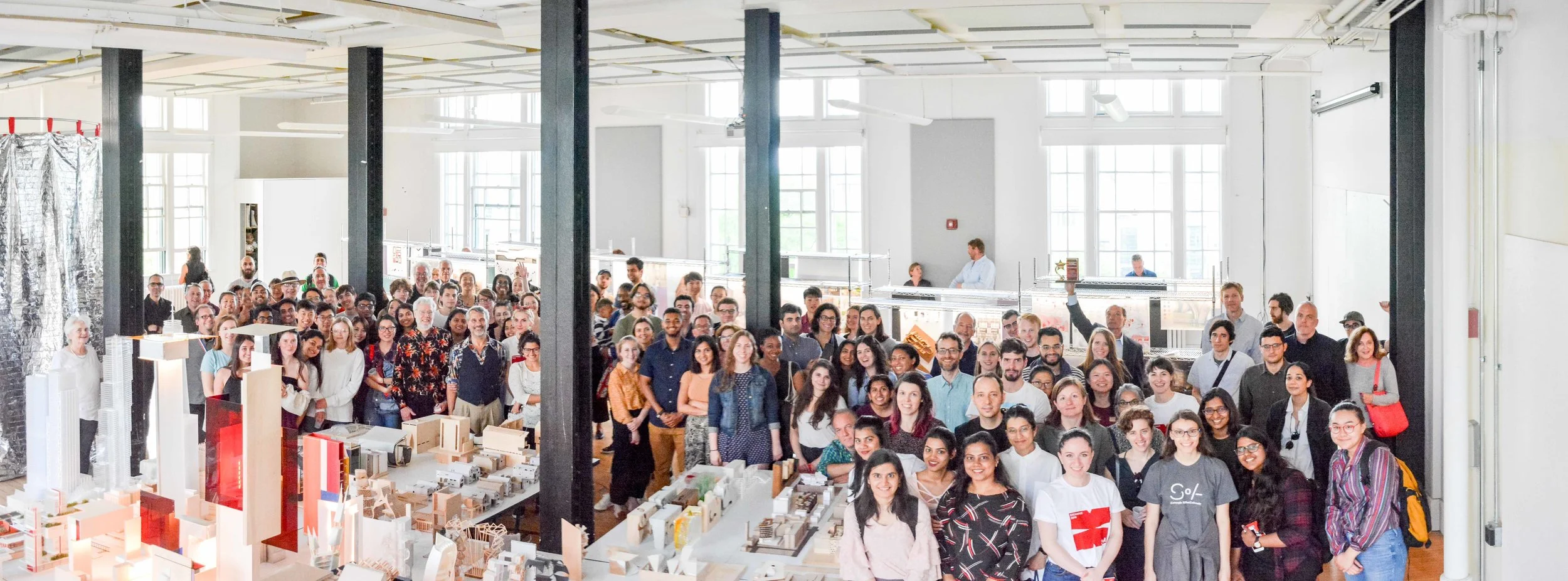 The EX-CHANGE year-end show closed with a party, and the first-ever all-school photo! — a rare collective moment to celebrate another productive and inspired year. Photo by Lake Lewis.