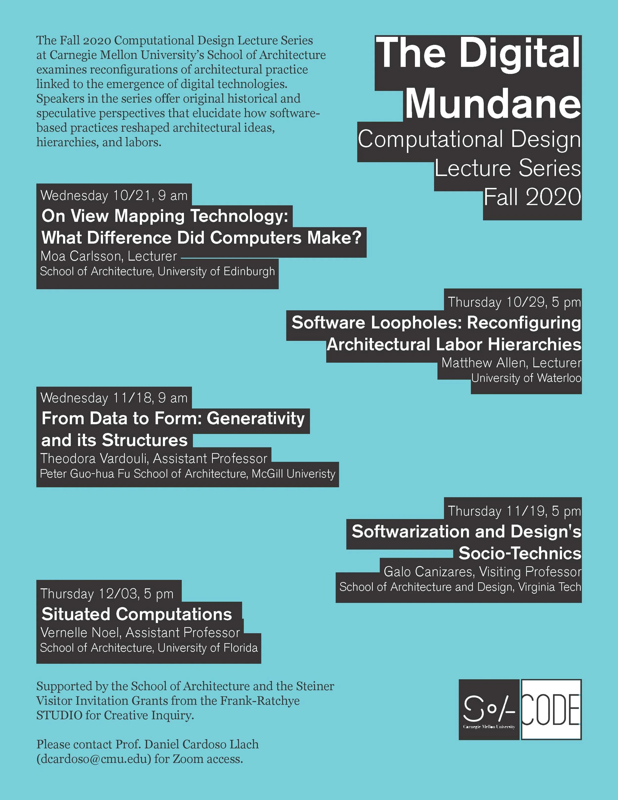 Computational Design Lecture Series: The Digital Mundane - Softwarization  and Design's Socio-Technics — CMU School of Architecture