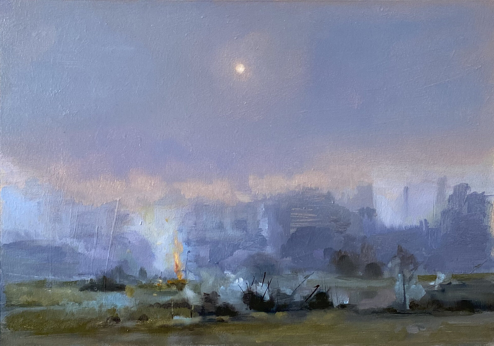 Landscape with fire