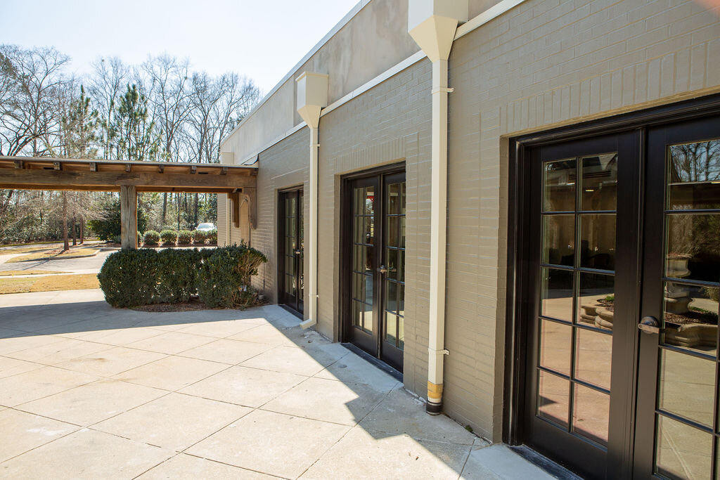   Courtyard with new doors to Parish Commons  