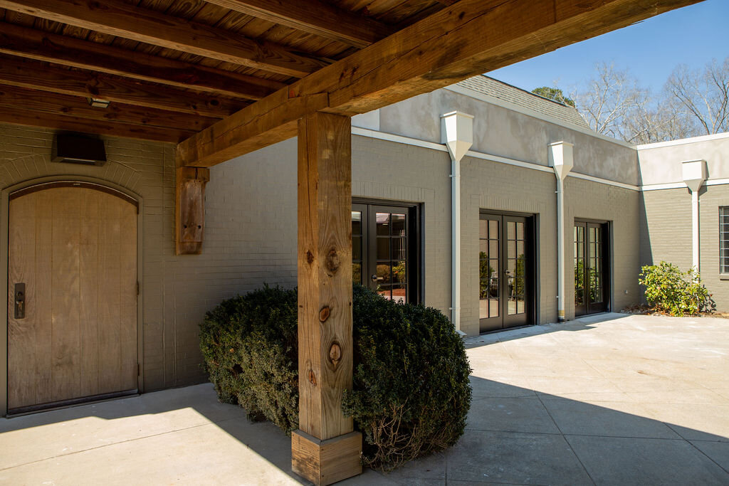   Courtyard with new doors to Parish Commons  