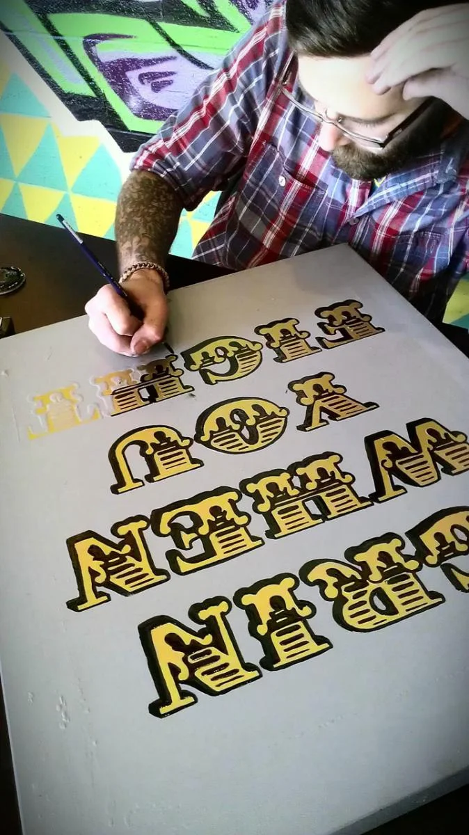 Tanner Frady snuck in and shot a photo of me while I was working on one of the new pieces the other day. Thanks dude!