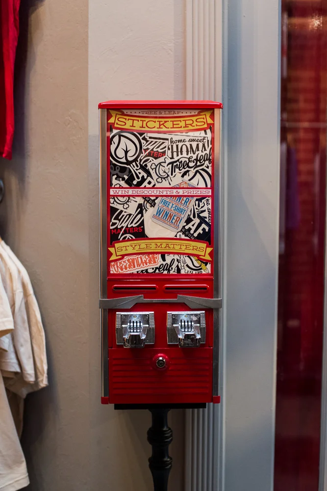 Give our new sticker machine a try! There is a really good chance you could win a FREE shirt! (Thanks to Benny Gold for the inspiration!)
