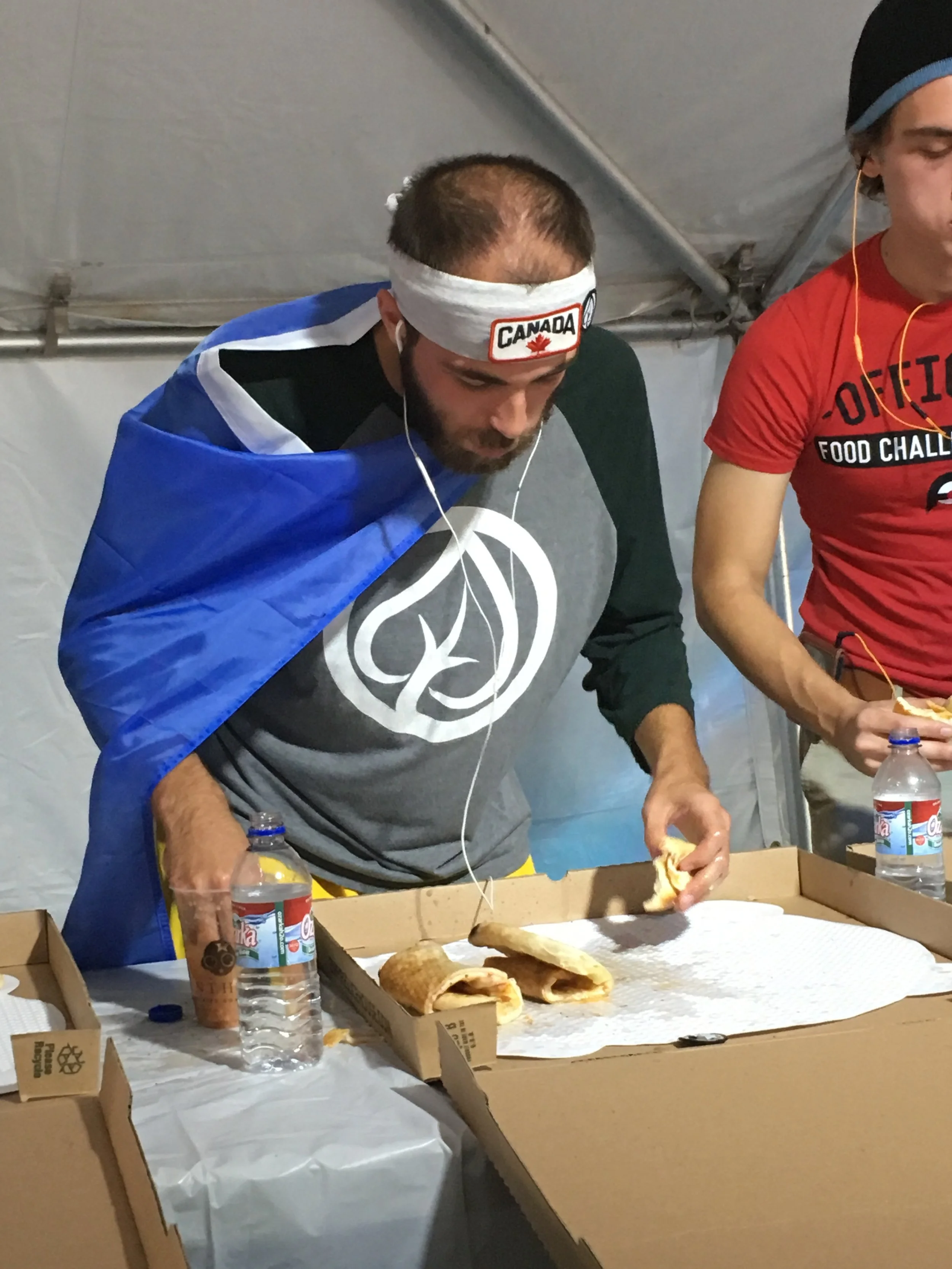 I noticed most of the competitors were eating the good parts, and saving the crust for last. My technique was just making pizza look more appetizing by rolling up some pizza taquitos.